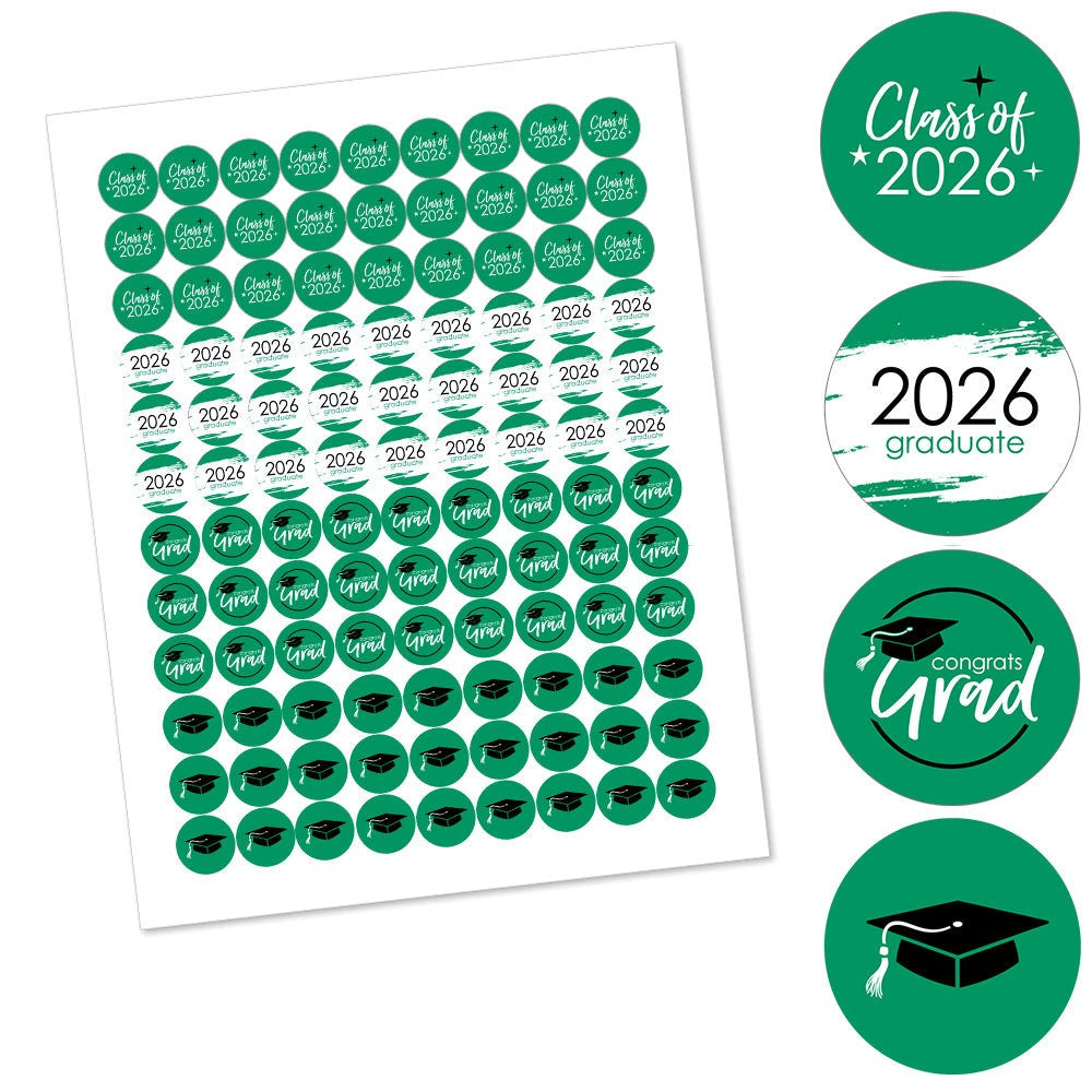 Green Grad - Best is Yet to Come - Round Candy Labels 2026 Graduation Party Favors - Fits Hershey's Kisses 108 Ct