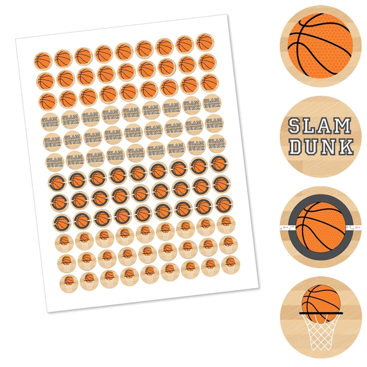 Nothin' But Net - Basketball - Round Candy Labels Party Favors - Fits Hershey's Kisses - 108 ct