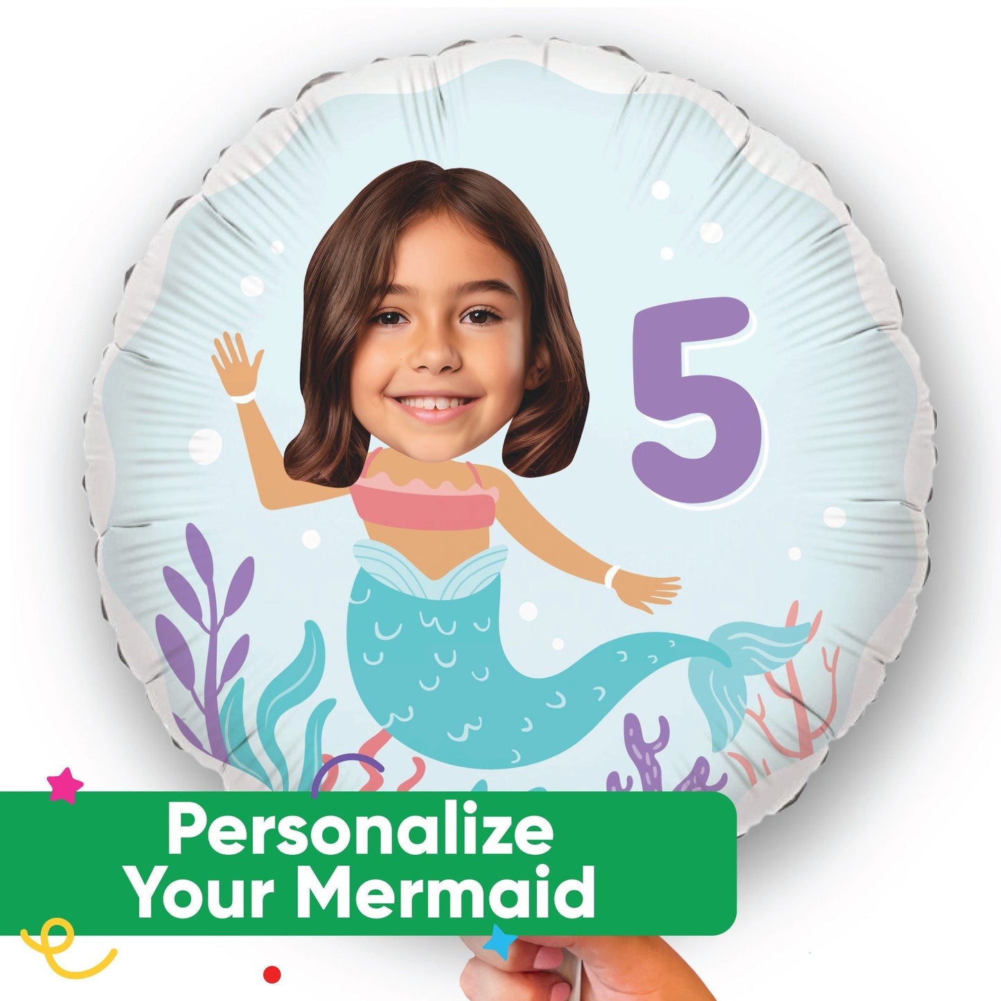 Custom Face Balloon - Mermaid - Double Sided - 1 Ct