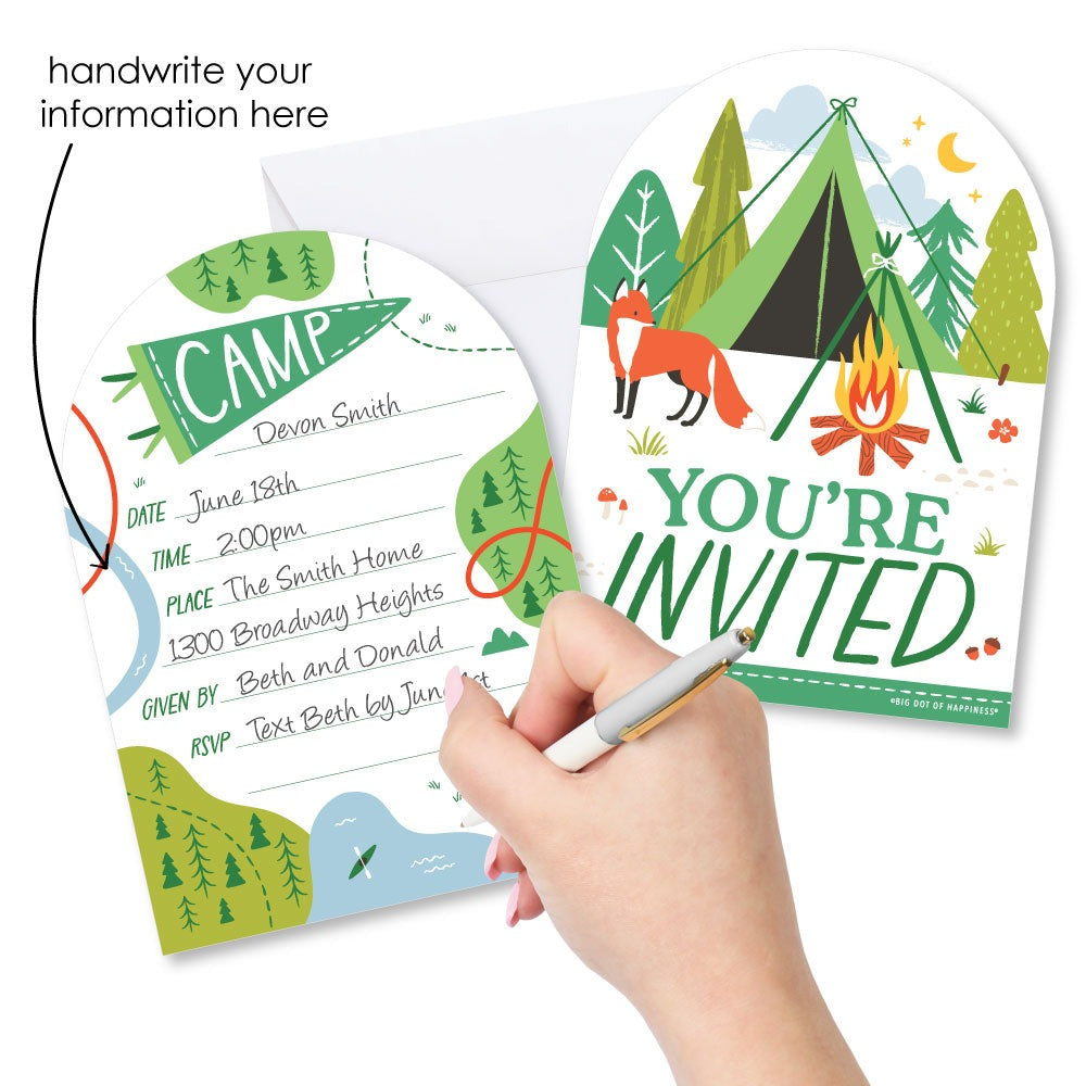 Camping Shaped Fill-In Invitations - 12 Ct