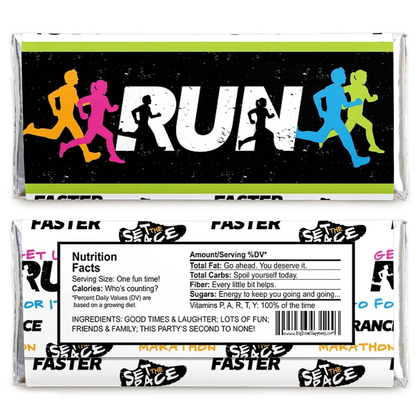 Set The Pace - Running - Candy Bar Wrapper Track, Cross Country or Marathon Favors - Set of 24
