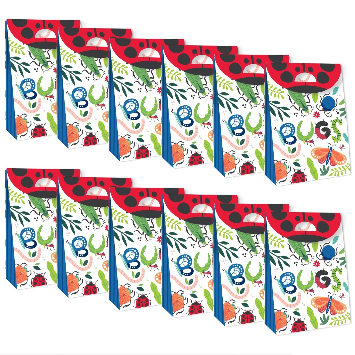 Buggin' Out - Bugs Birthday Gift Favor Bags - Party Goodie Boxes - Set of 12