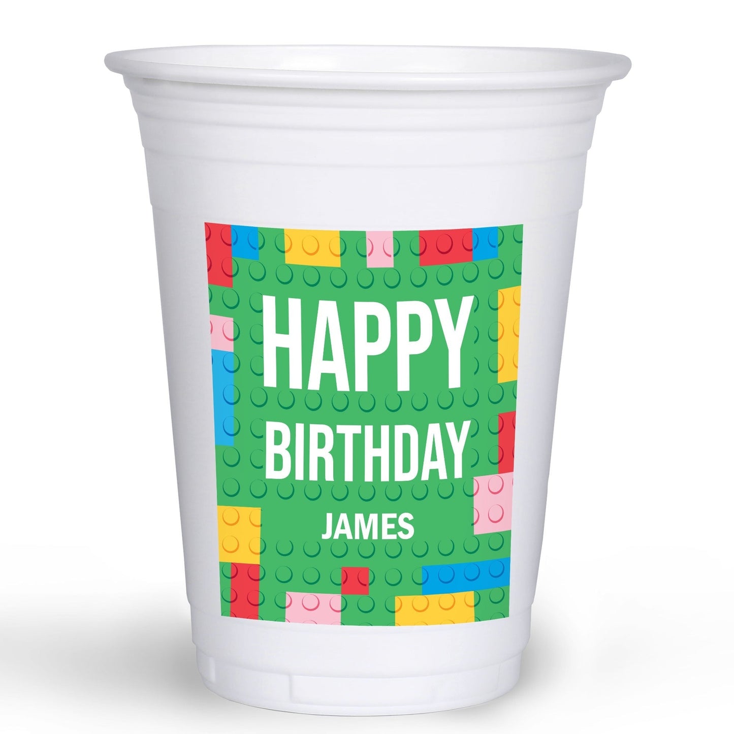 Custom Face Party Cups - Building Blocks - 16 Ct