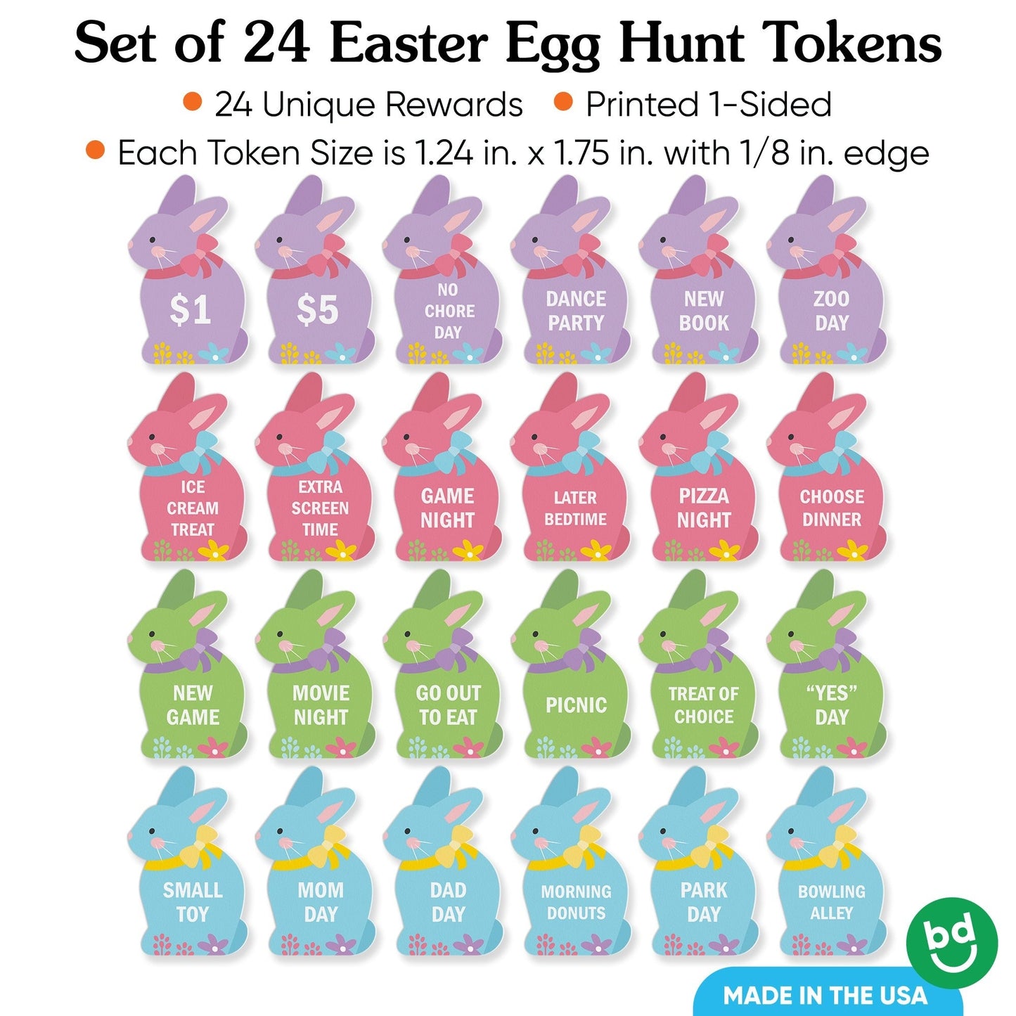 Colorful Easter Egg Hunt Tokens - 24 Ct