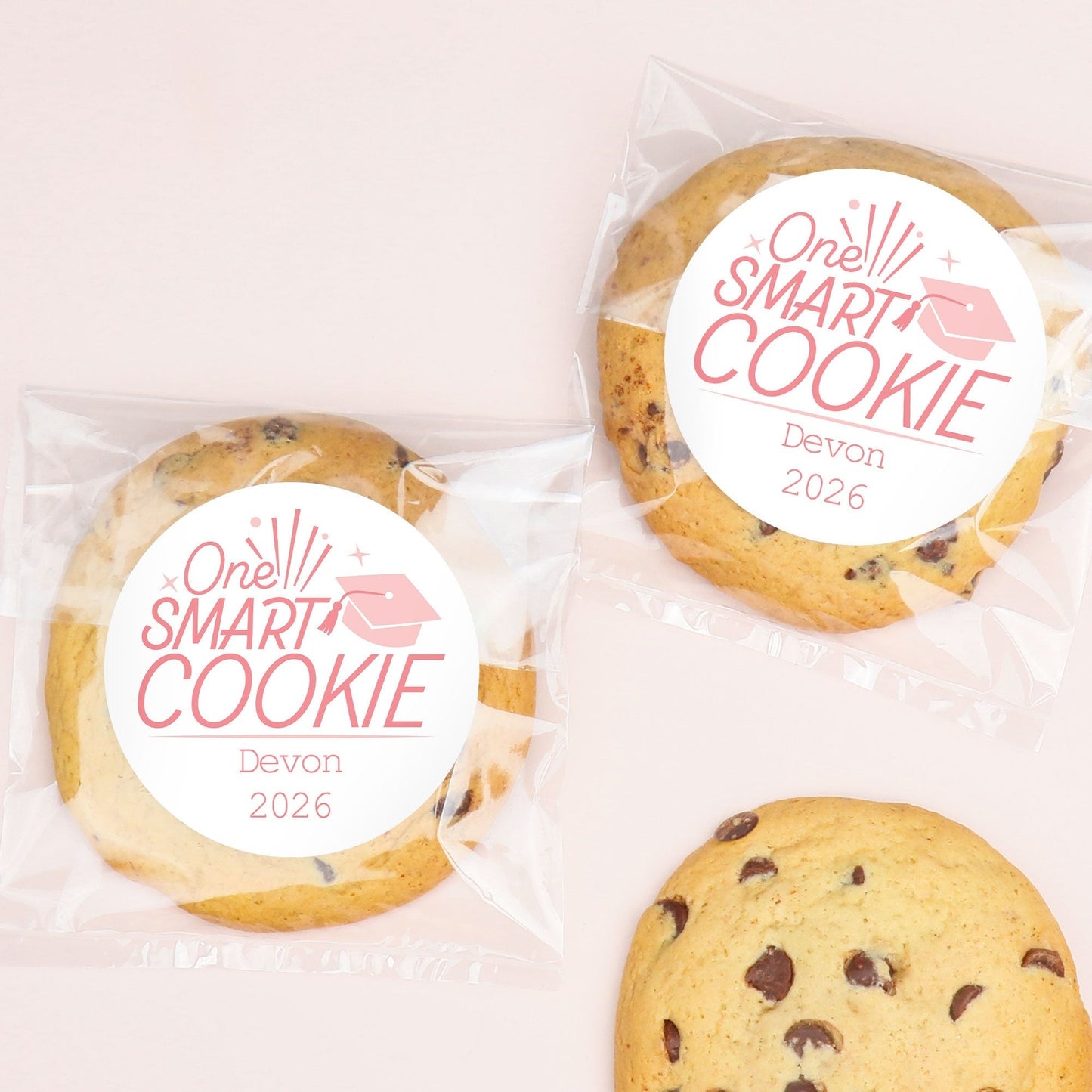 Custom Text Stickers & Clear Cookie Bags - Pink Grad - 100 Ct