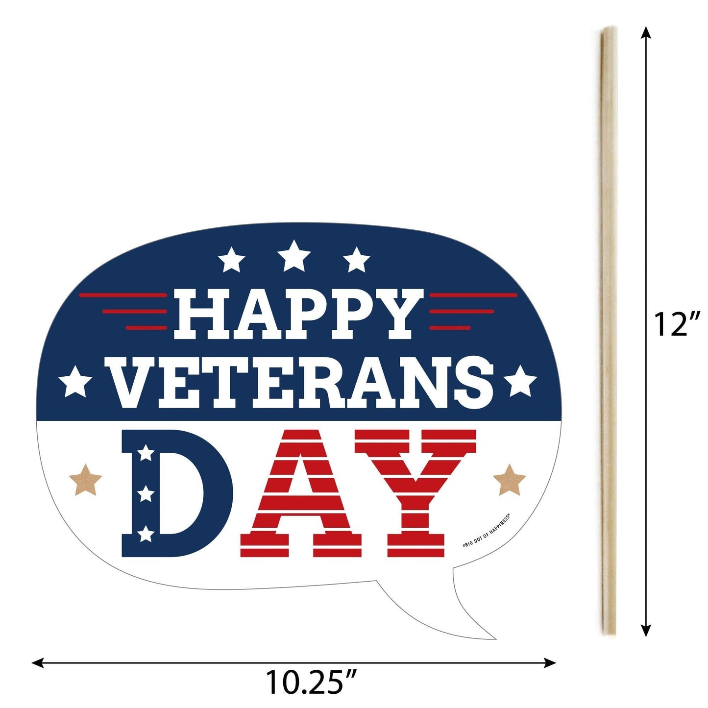 Happy Veterans Day - Patriotic Photo Booth Props Kit - 10 Piece