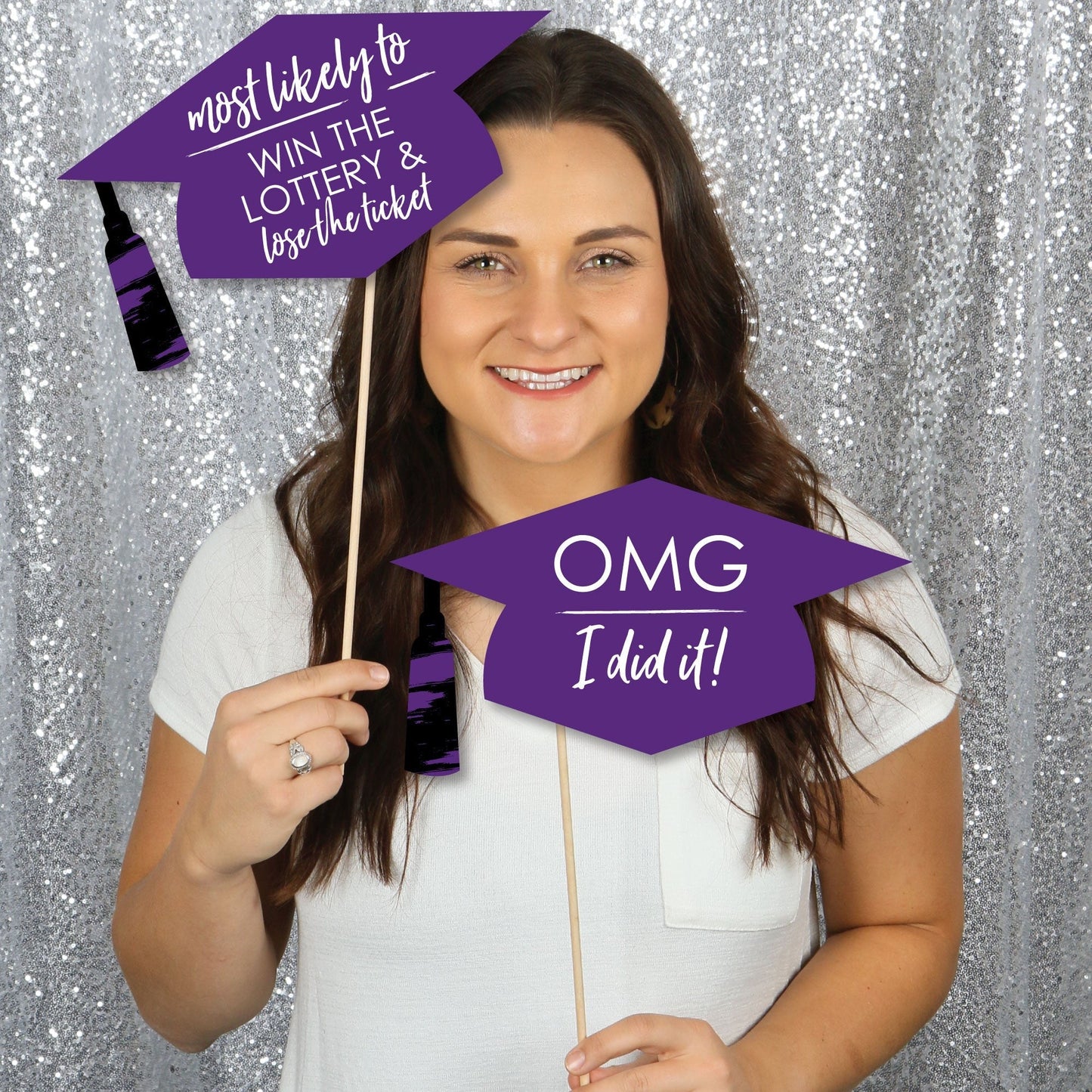 Hilarious Purple Grad - Best is Yet to Come - Graduation Party Photo Booth Props or Table Toppers - 20 Count