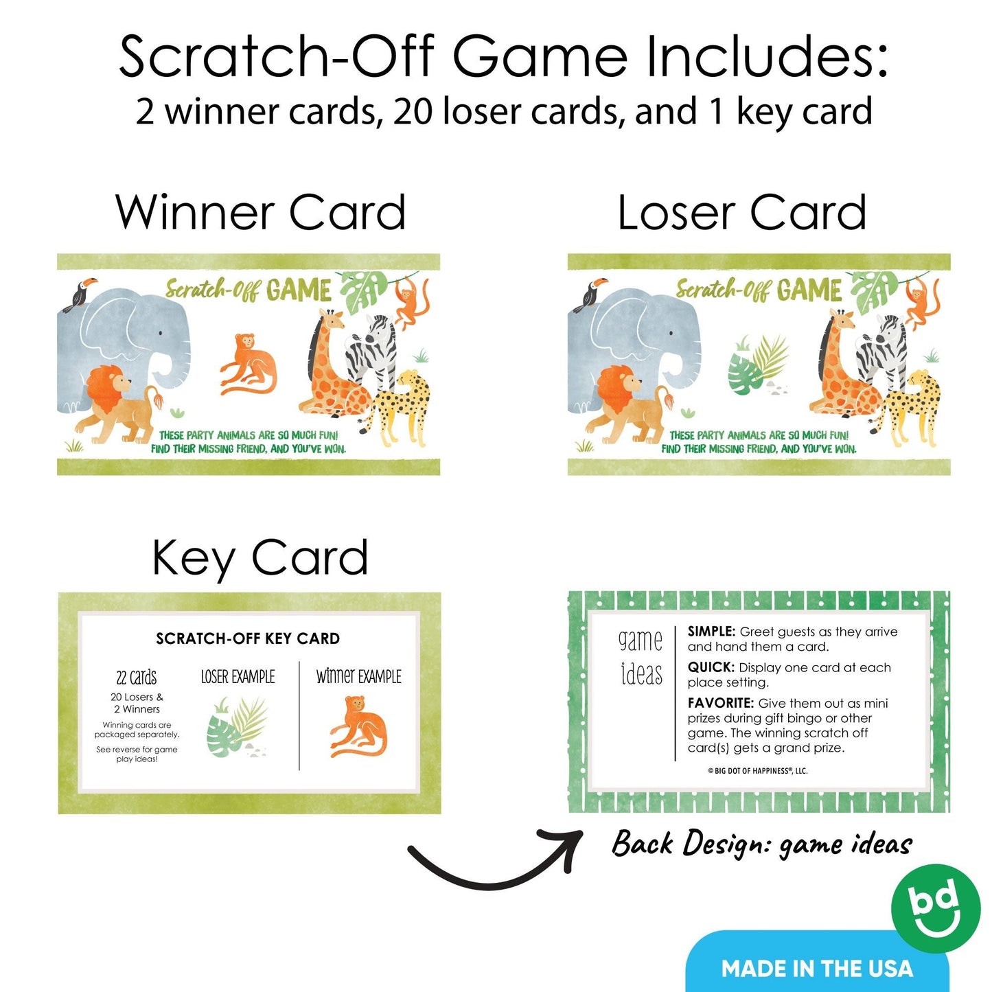 Safari Animals Scratch Off Cards Game - 22 Ct