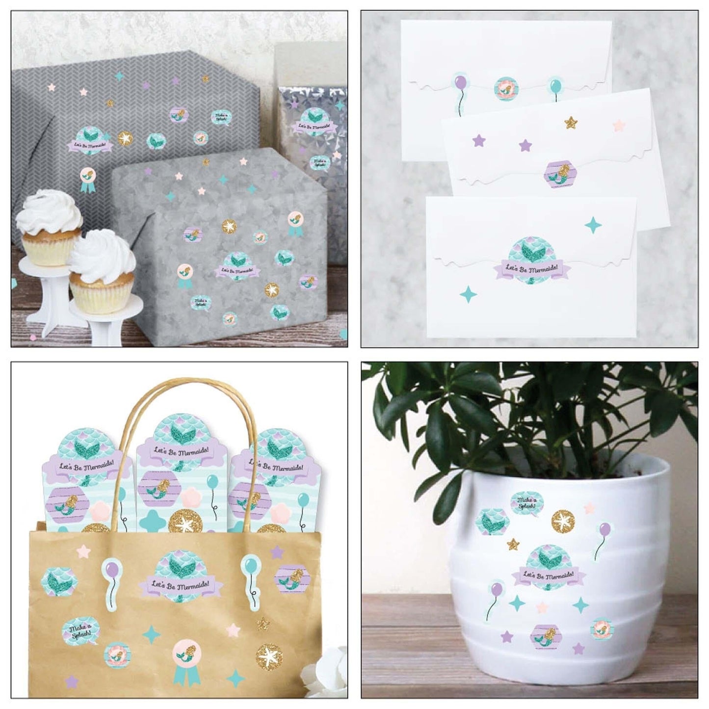 Let's Be Mermaids - Birthday Party Favor Kids Stickers - 16 Sheets - 256 Stickers