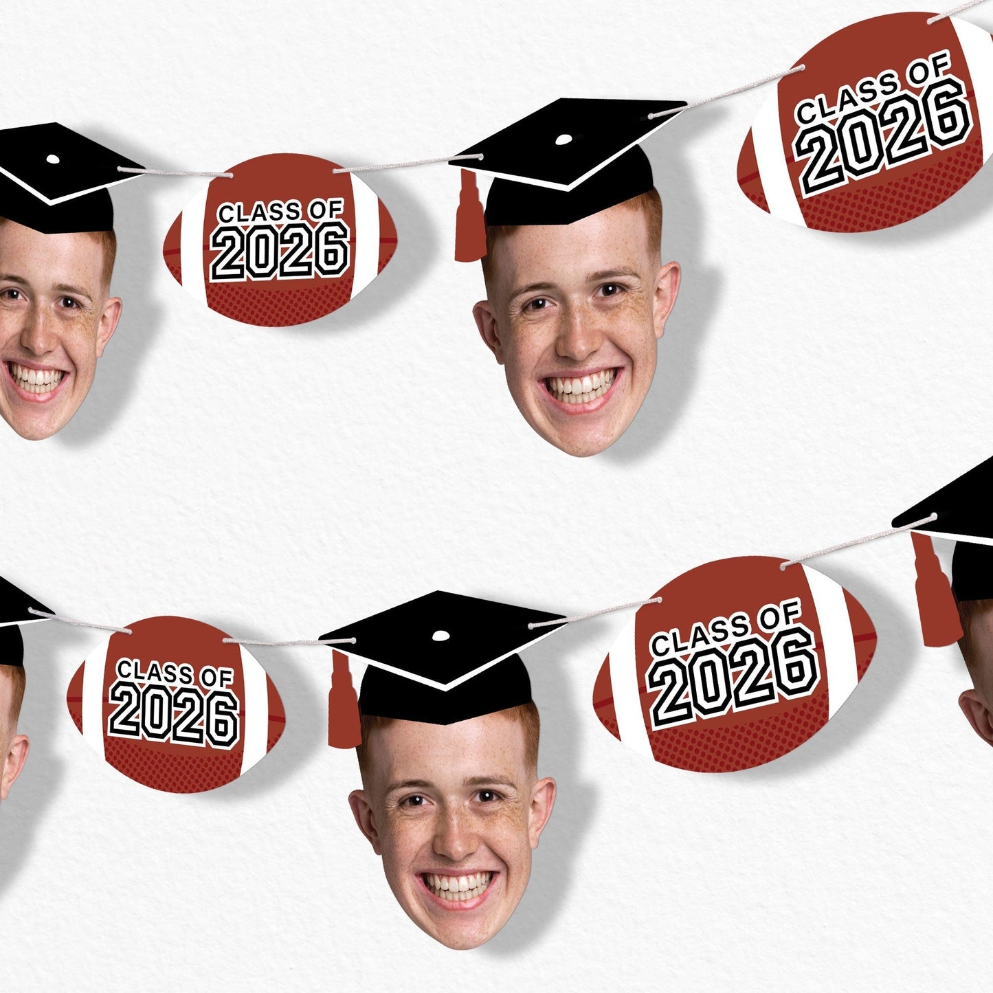 Custom Face Football Graduation Garland Banner