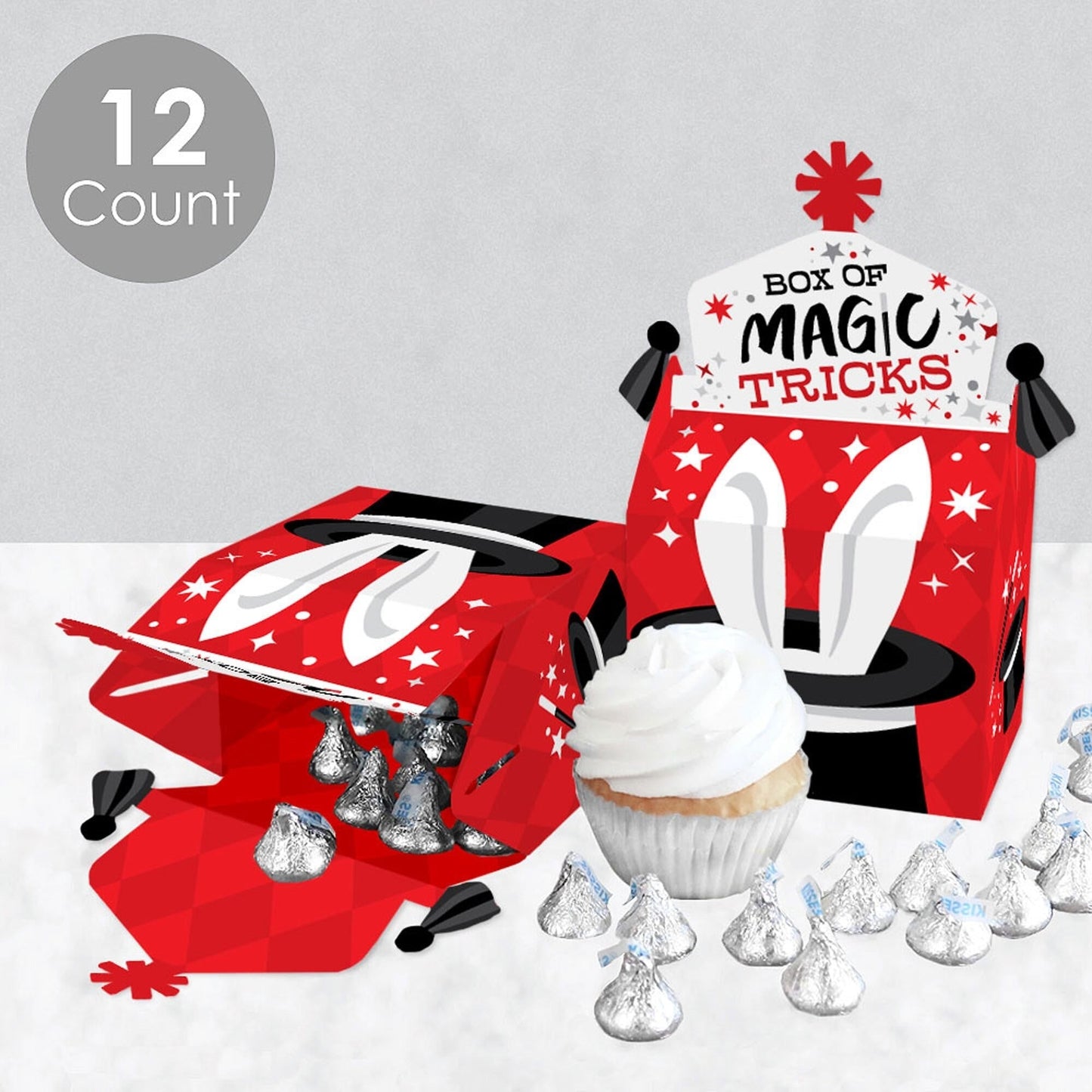Ta-Da, Magic Show - Treat Box Party Favors - Magical Birthday Party Goodie Gable Boxes - Set of 12
