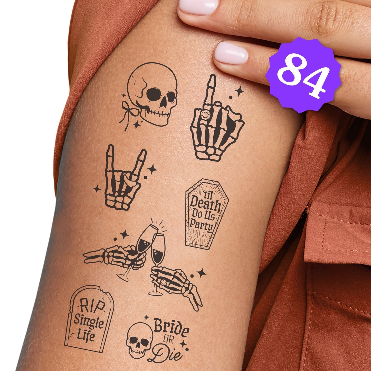 Til Death Do Us Party Temporary Tattoos - 84 Ct
