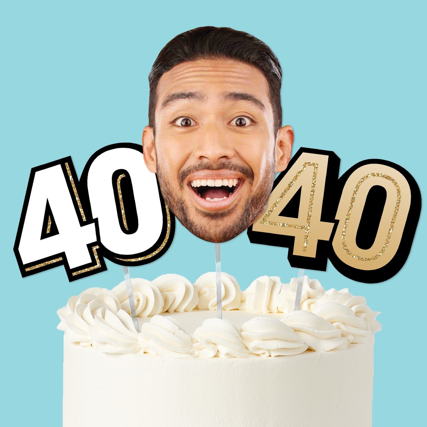 Custom Photo 40th Birthday Cake Topper - 3 Pc