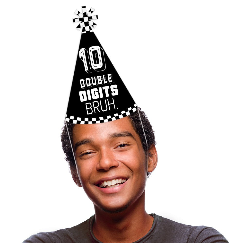 10th Birthday Bruh Cone Hat - 8 Ct