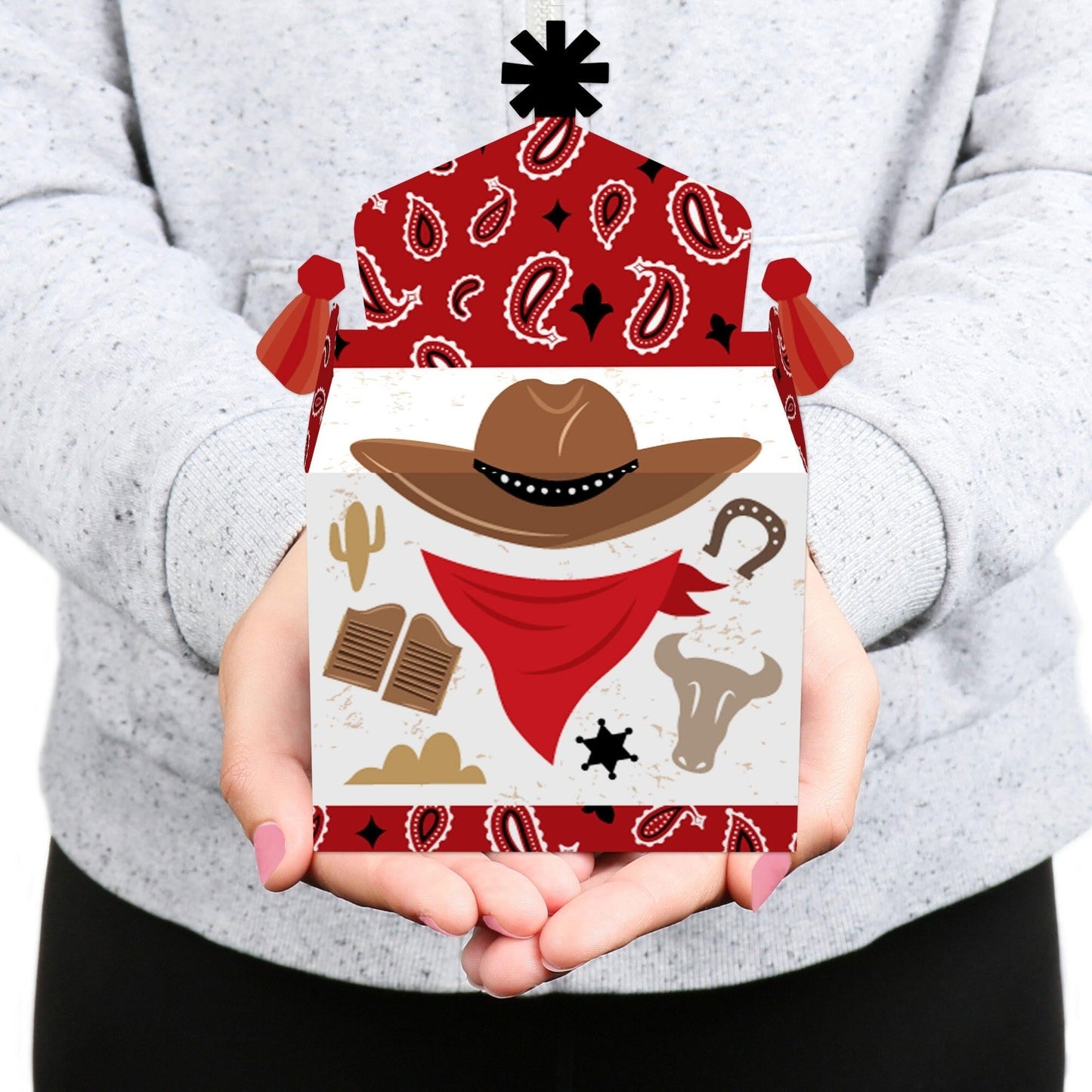 Western Hoedown - Treat Box Party Favors - Wild West Cowboy Party Goodie Gable Boxes - Set of 12