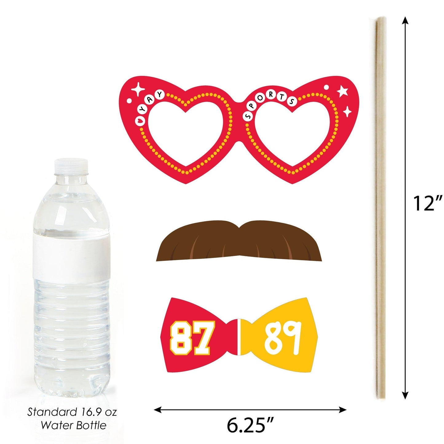 In My Football Era - Red and Gold Sports Party Photo Booth Props Kit - 20 Count