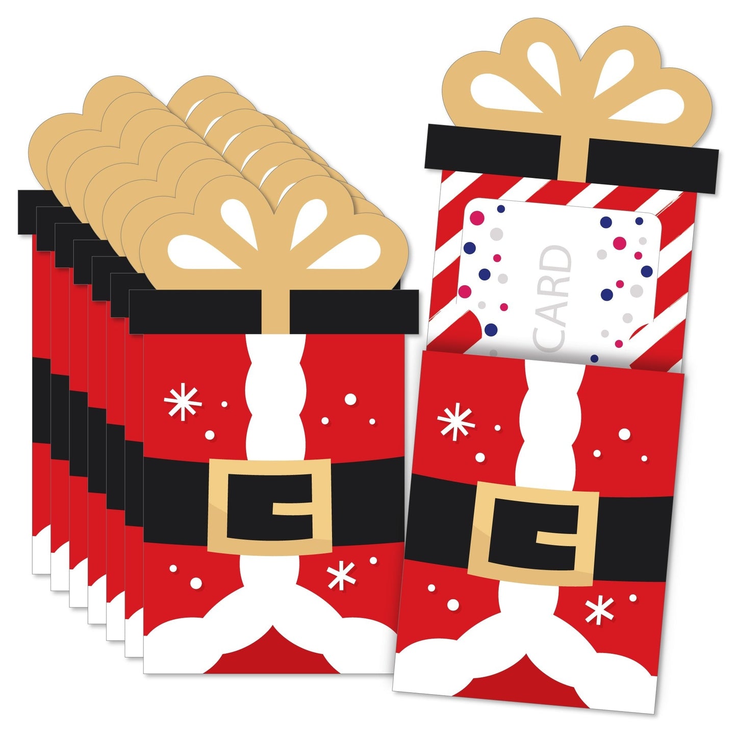 Secret Santa - Christmas Gift Exchange Party Money and Gift Card Sleeves - Nifty Gifty Card Holders - Set of 8