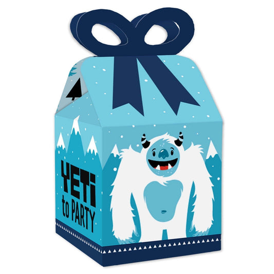 Yeti to Party - Square Favor Gift Boxes - Abominable Snowman Party or Birthday Party Bow Boxes - Set of 12