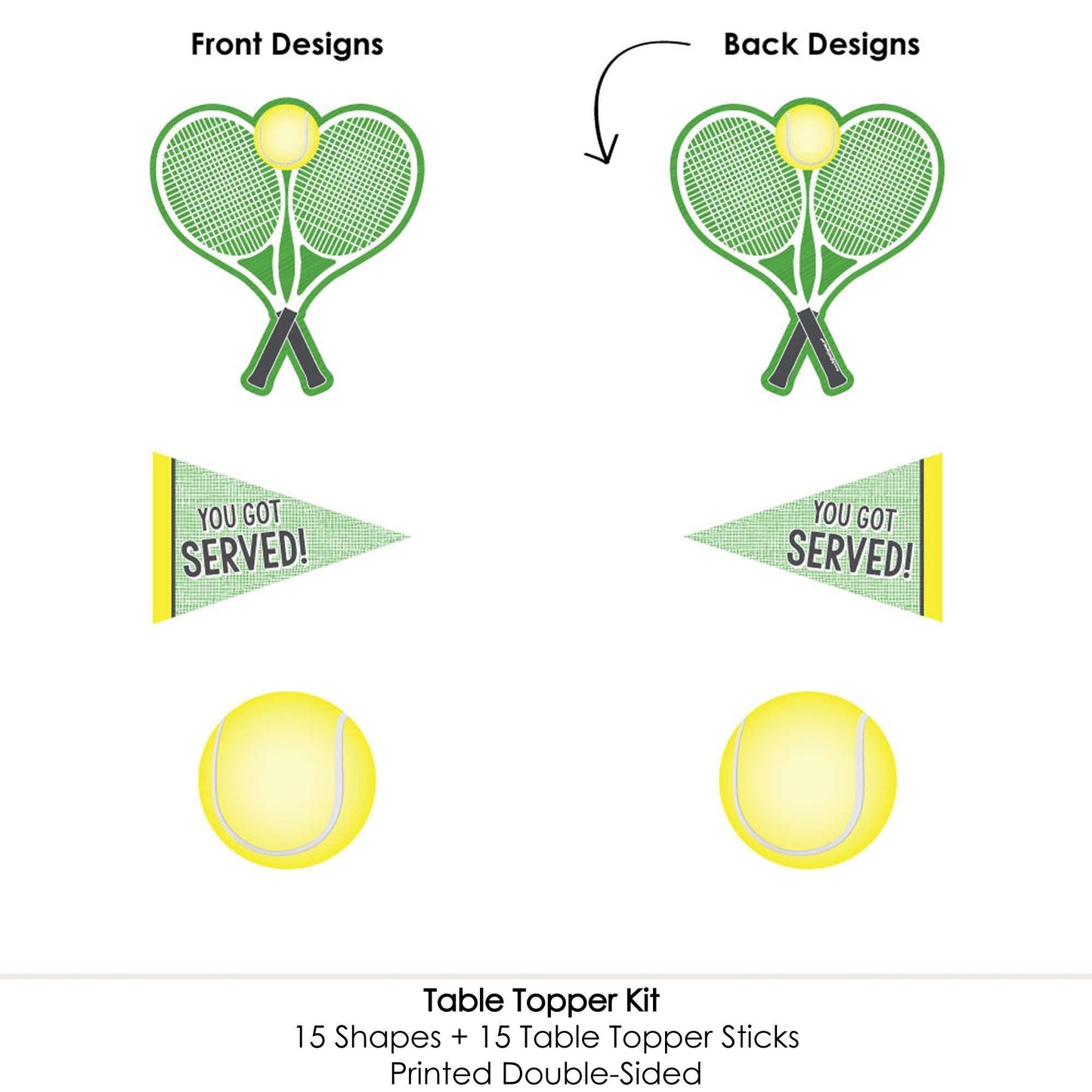 You Got Served - Tennis - Baby Shower or Tennis Ball Birthday Party Centerpiece Sticks - Table Toppers - Set of 15