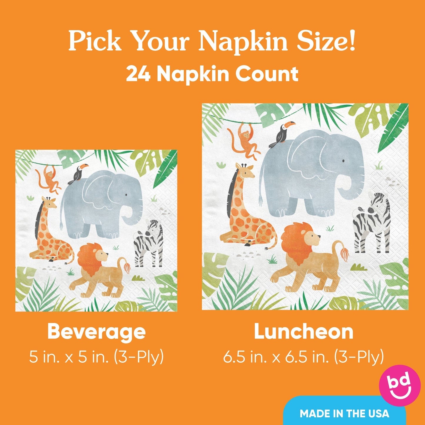 Napkins - Safari Animals - 24 Ct
