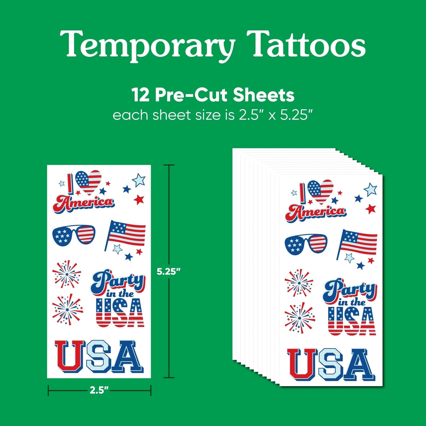 4th of July Temporary Tattoos - 96 Ct