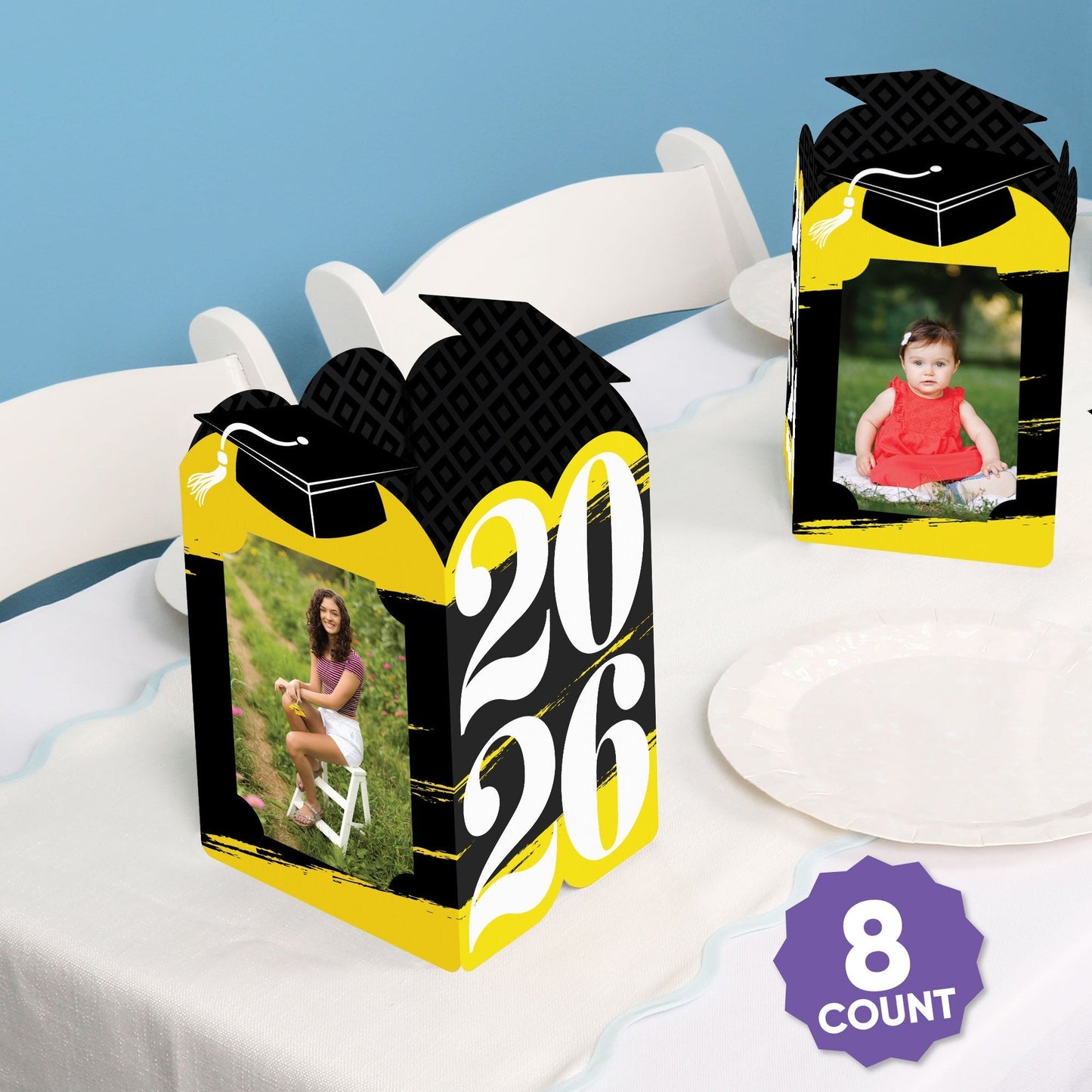 Yellow Graduation Photo Centerpieces - 8 Ct