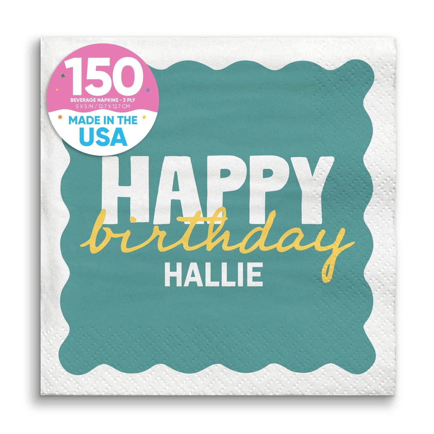 Custom Text Napkins - Wavy Birthday