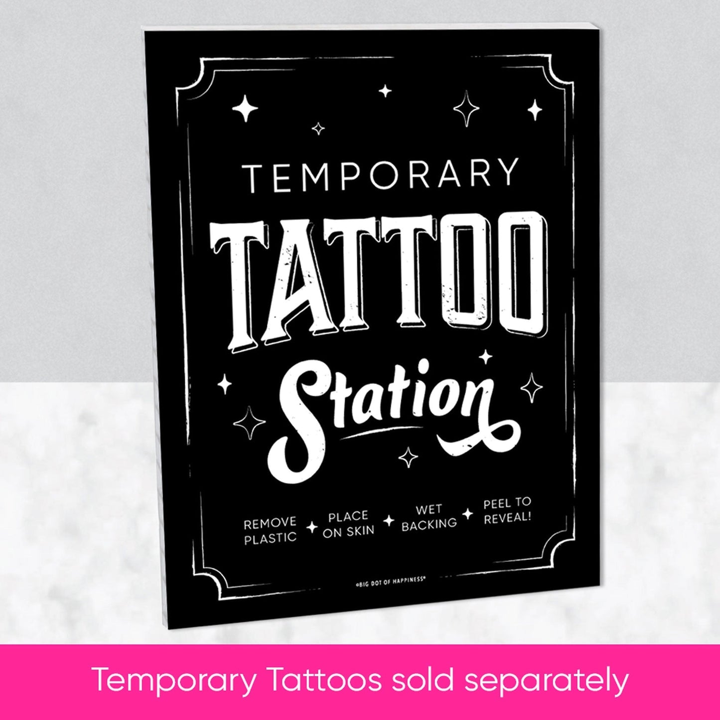 Temporary Tattoo Station Sign - Black & White