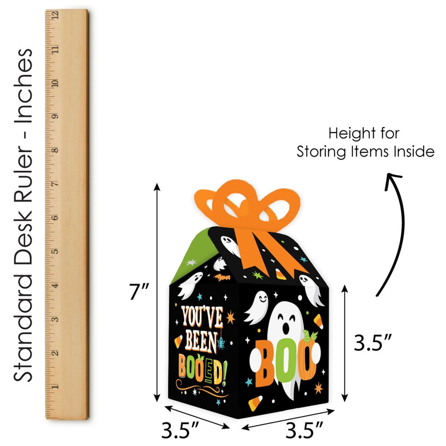 You've Been Booed - Square Favor Gift Boxes - Ghost Halloween Party Bow Boxes - Set of 12