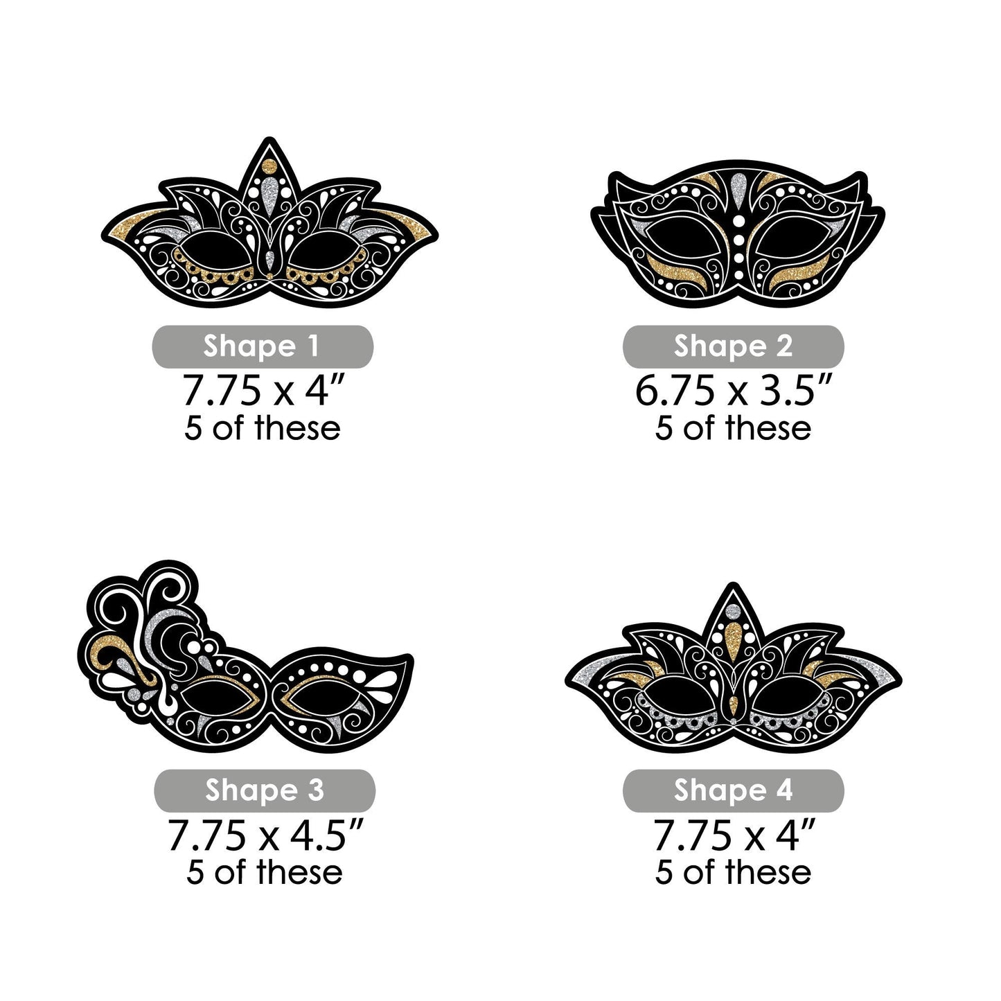 Masquerade - Decorations DIY Venetian Mask Party Essentials - Set of 20