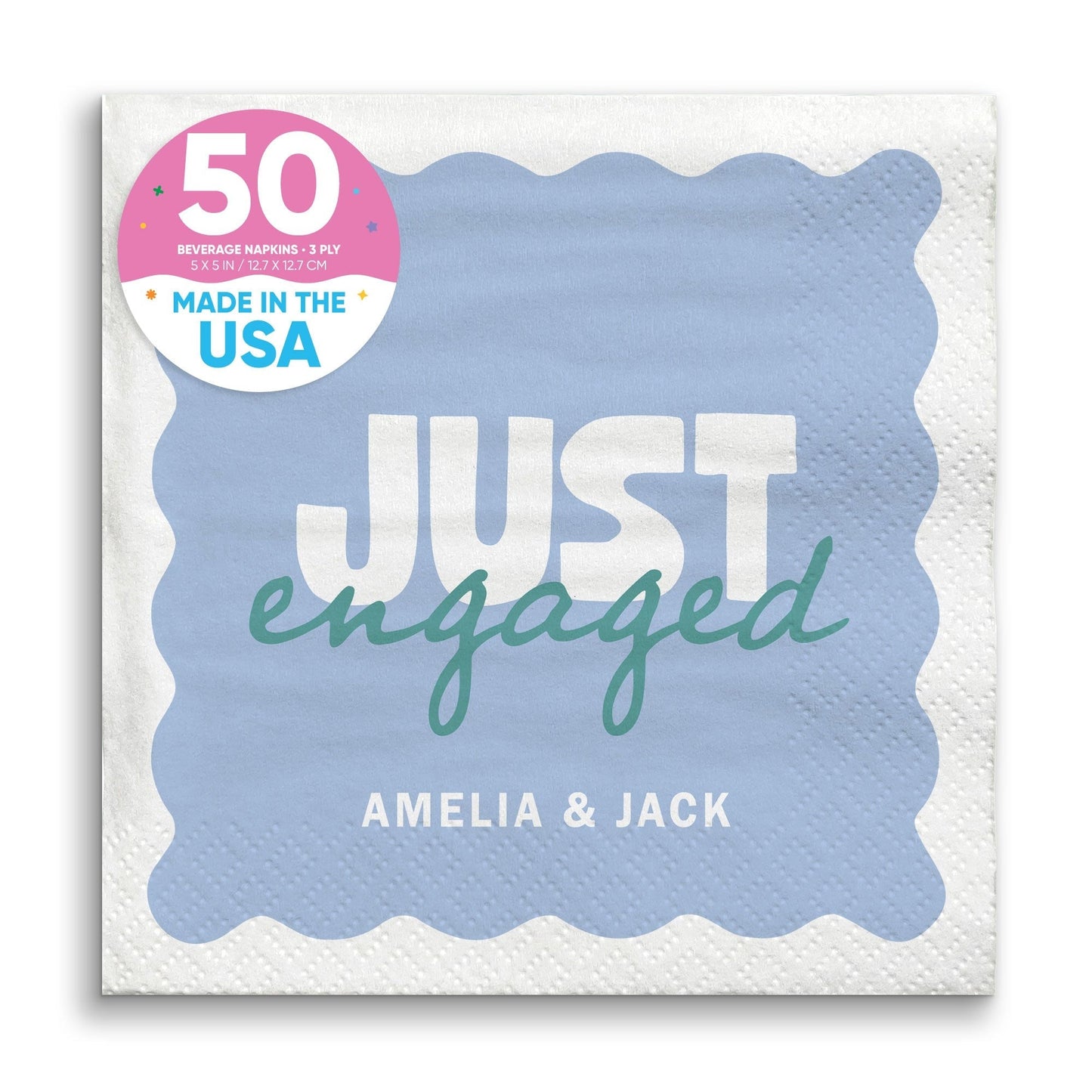 Custom Text Napkins - Wavy Just Engaged