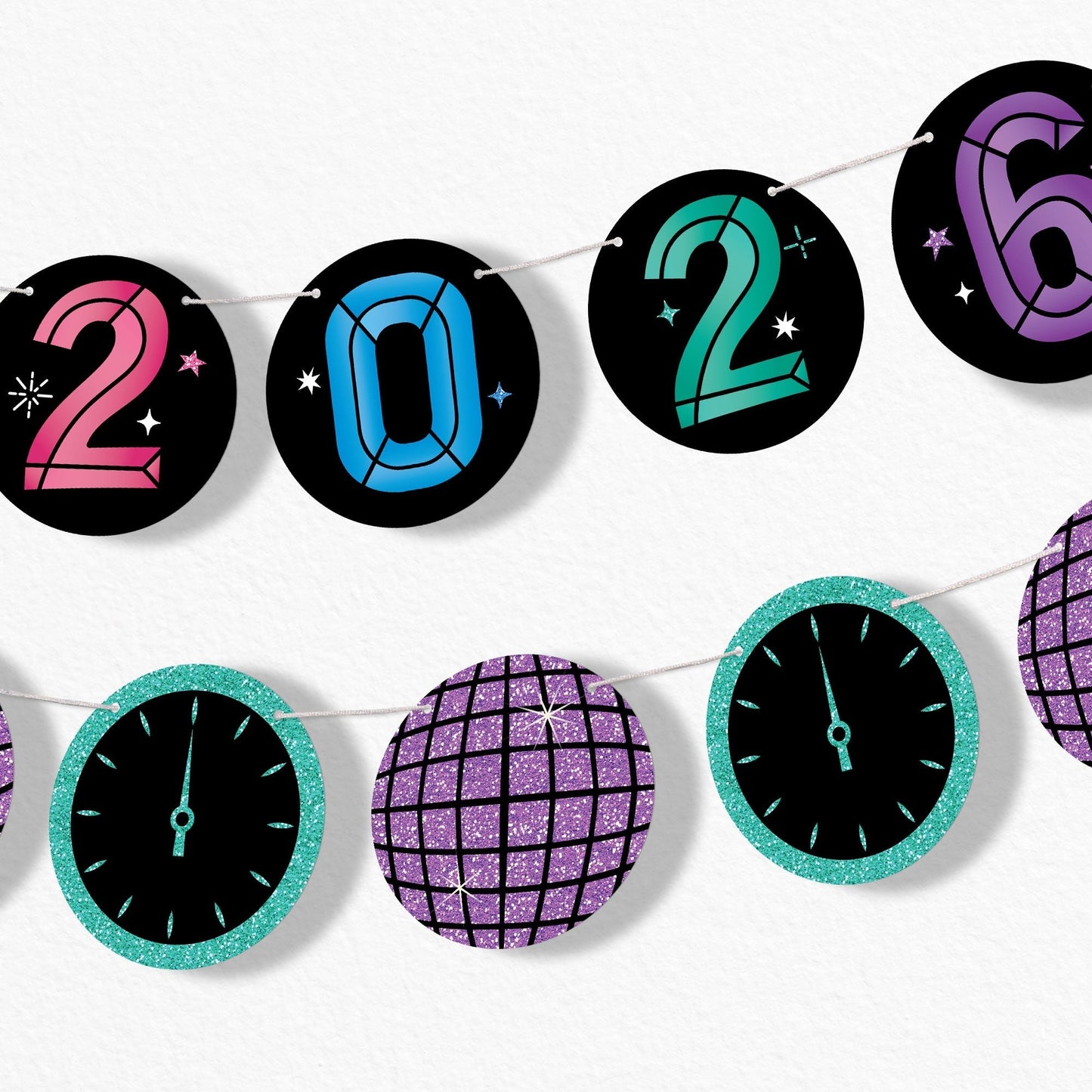 Colorful New Year Garland Banner - 15 Pc