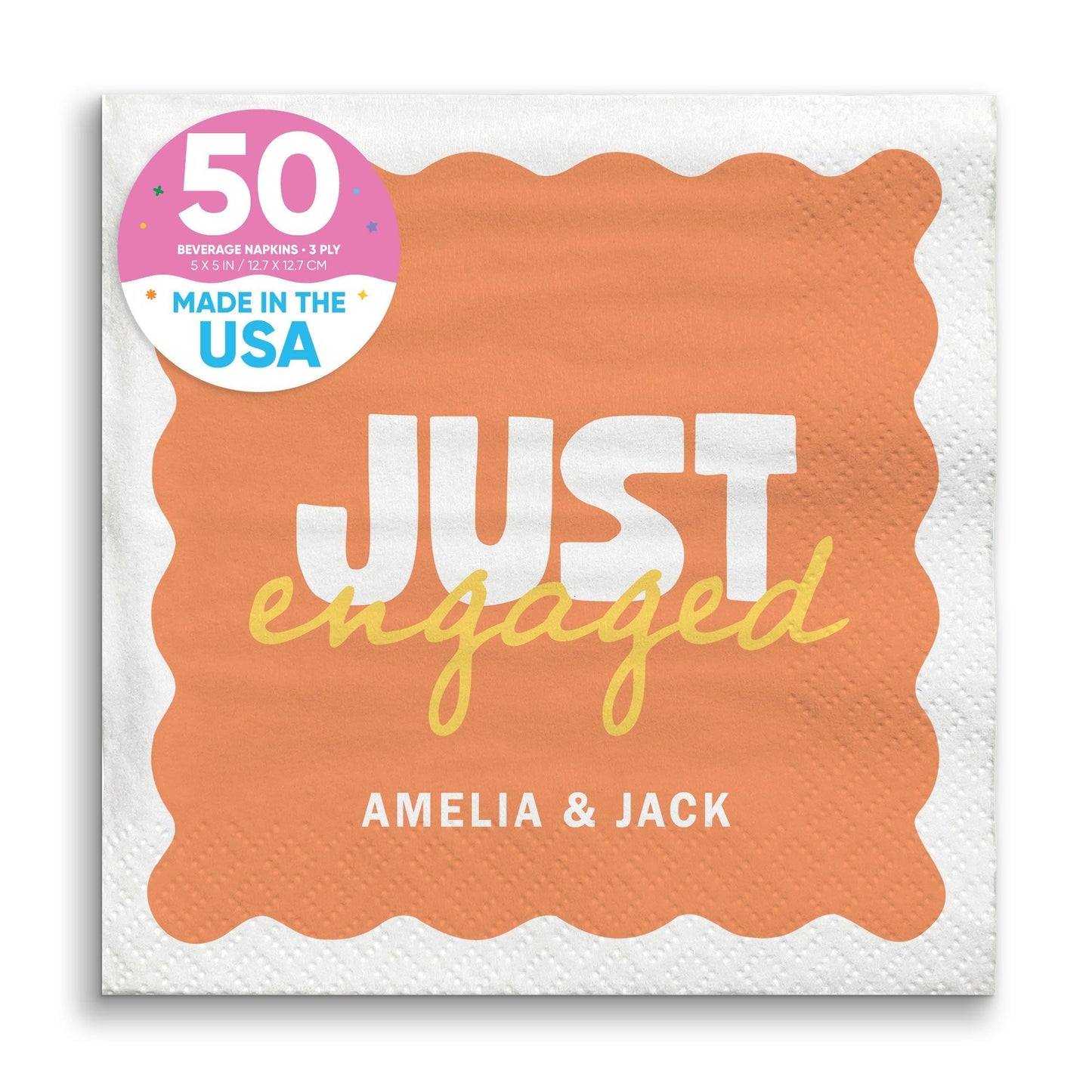Custom Text Napkins - Wavy Just Engaged