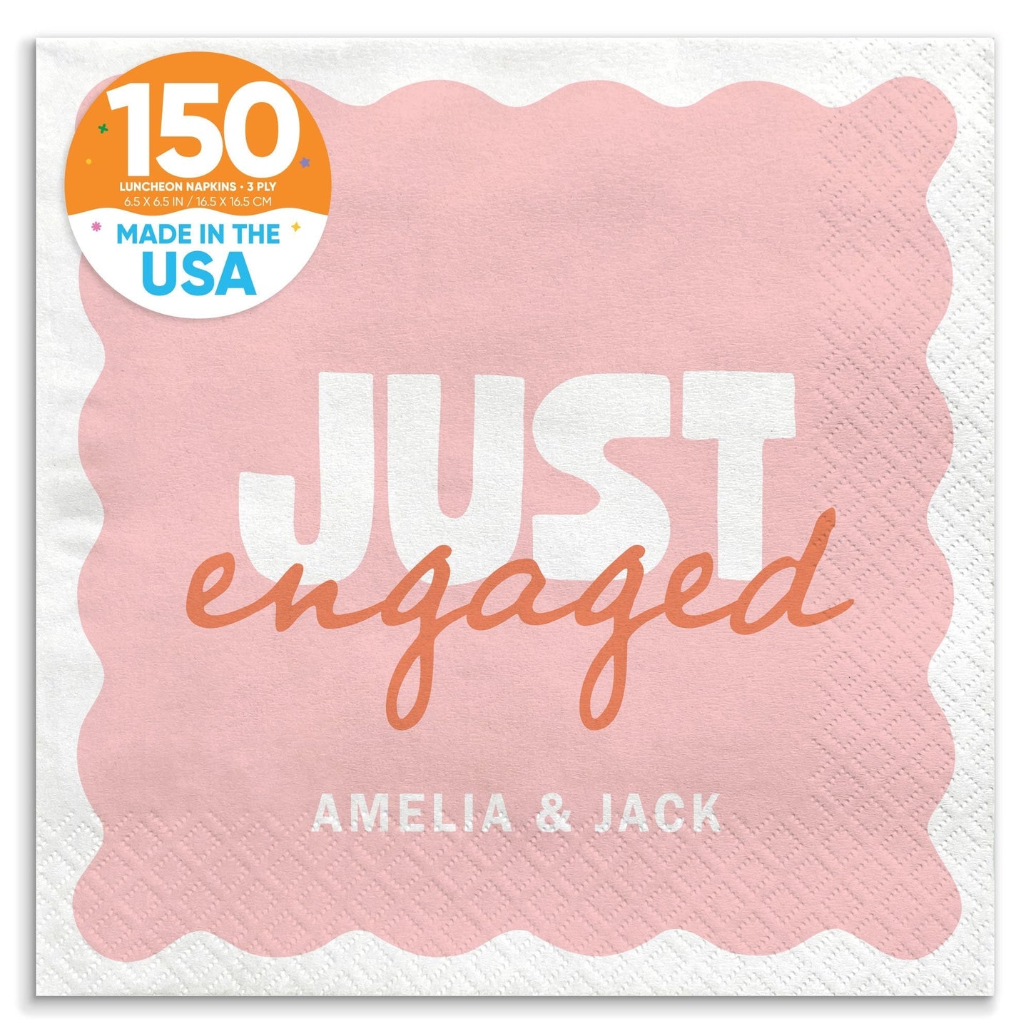 Custom Text Napkins - Wavy Just Engaged