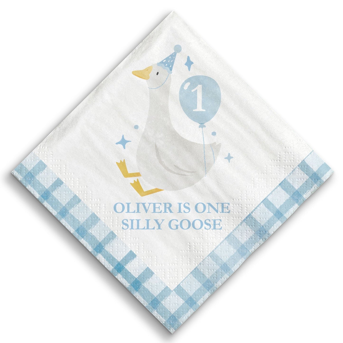 Custom Text Napkins - One Silly Goose Blue