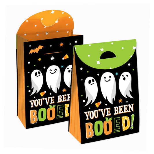 You've Been Booed - Ghost Halloween Gift Favor Bags - Party Goodie Boxes - Set of 12