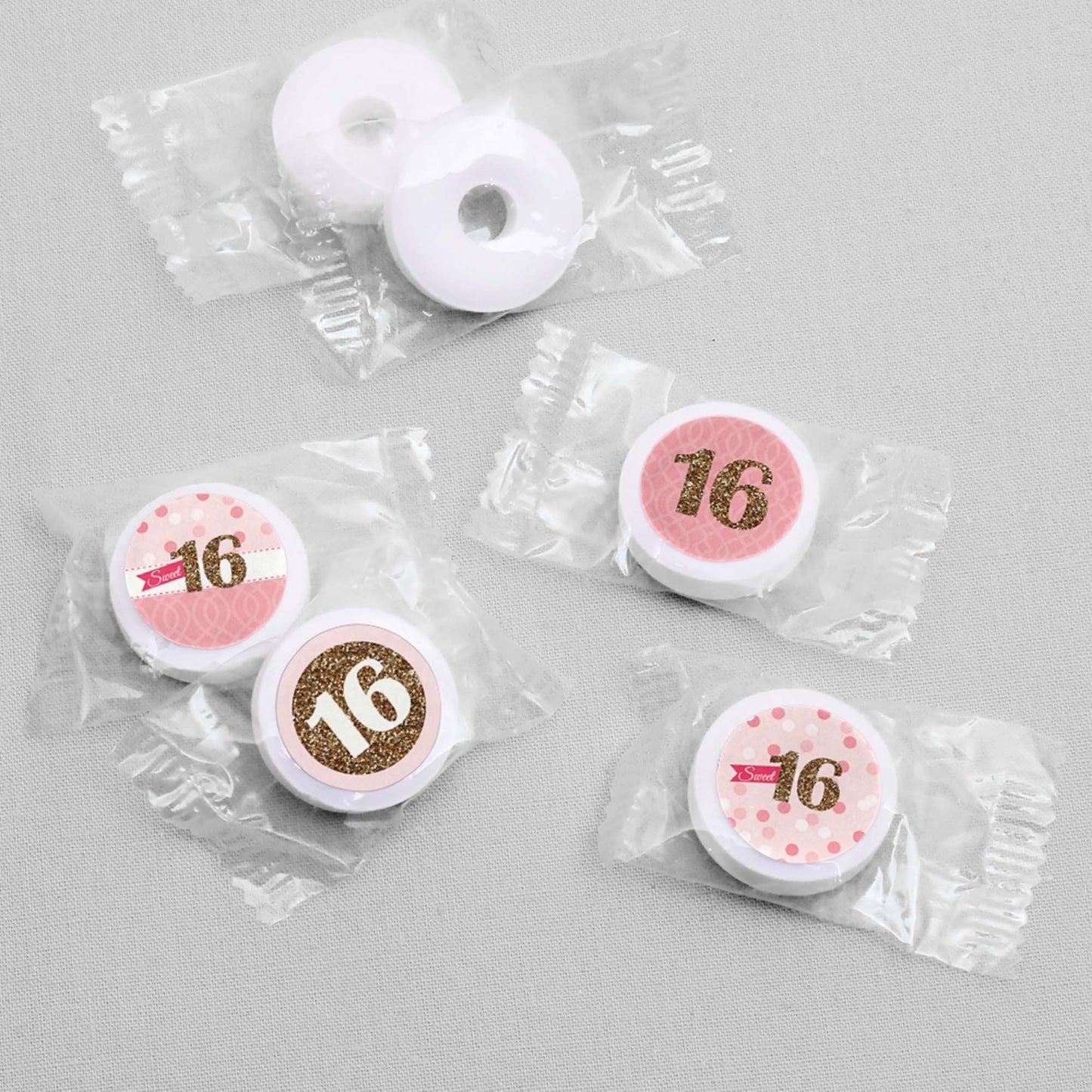 Sweet 16 - Round Candy Labels 16th Birthday Party Favors - Fits Hershey's Kisses - 108 ct