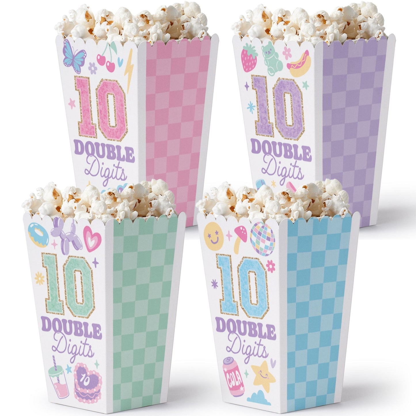 Preppy 10th Birthday Girl Popcorn Boxes - 12 Ct