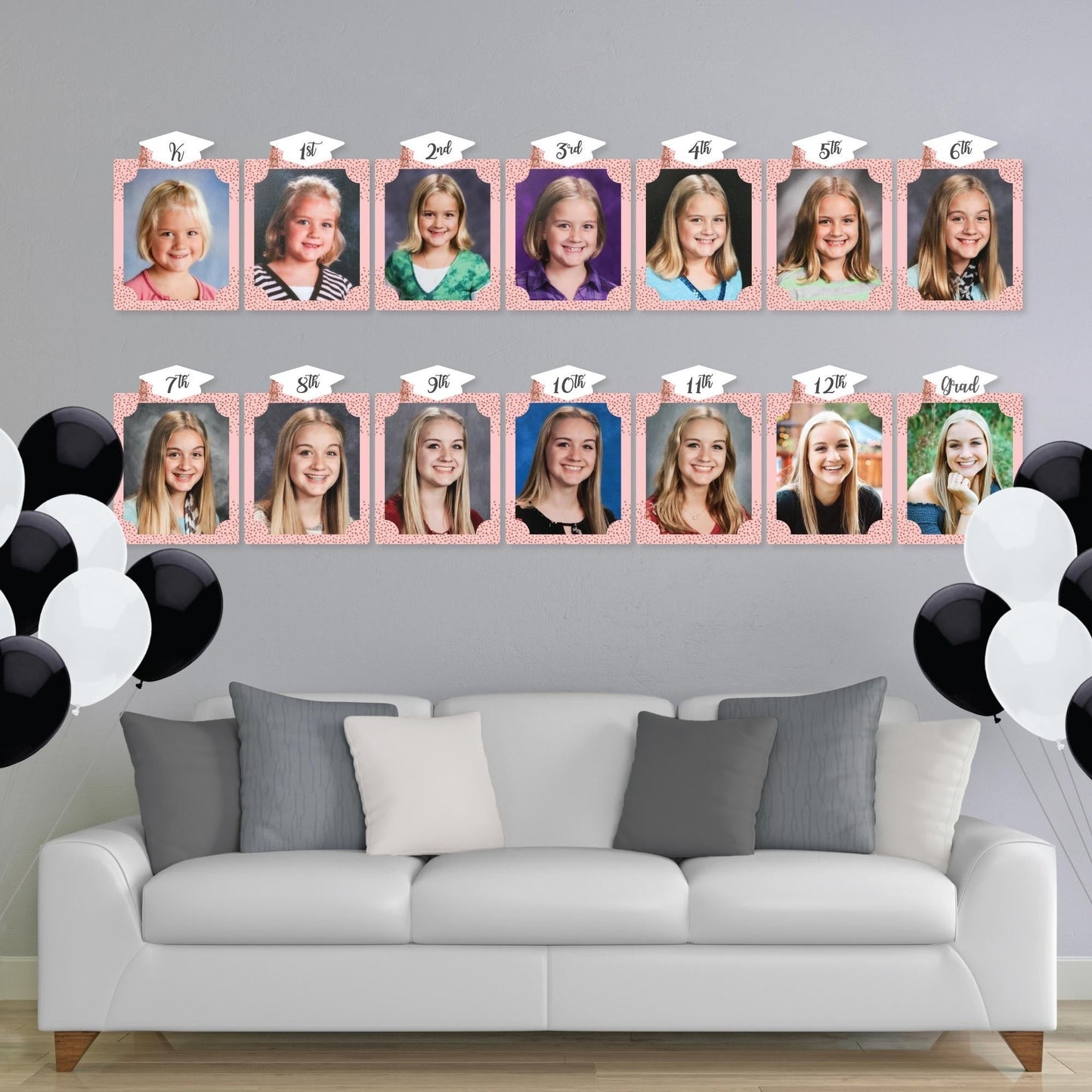 Rose Gold Grad - 8 x 10 inches K-12 School Photo Holder - DIY Graduation Party Decor - Picturific Display