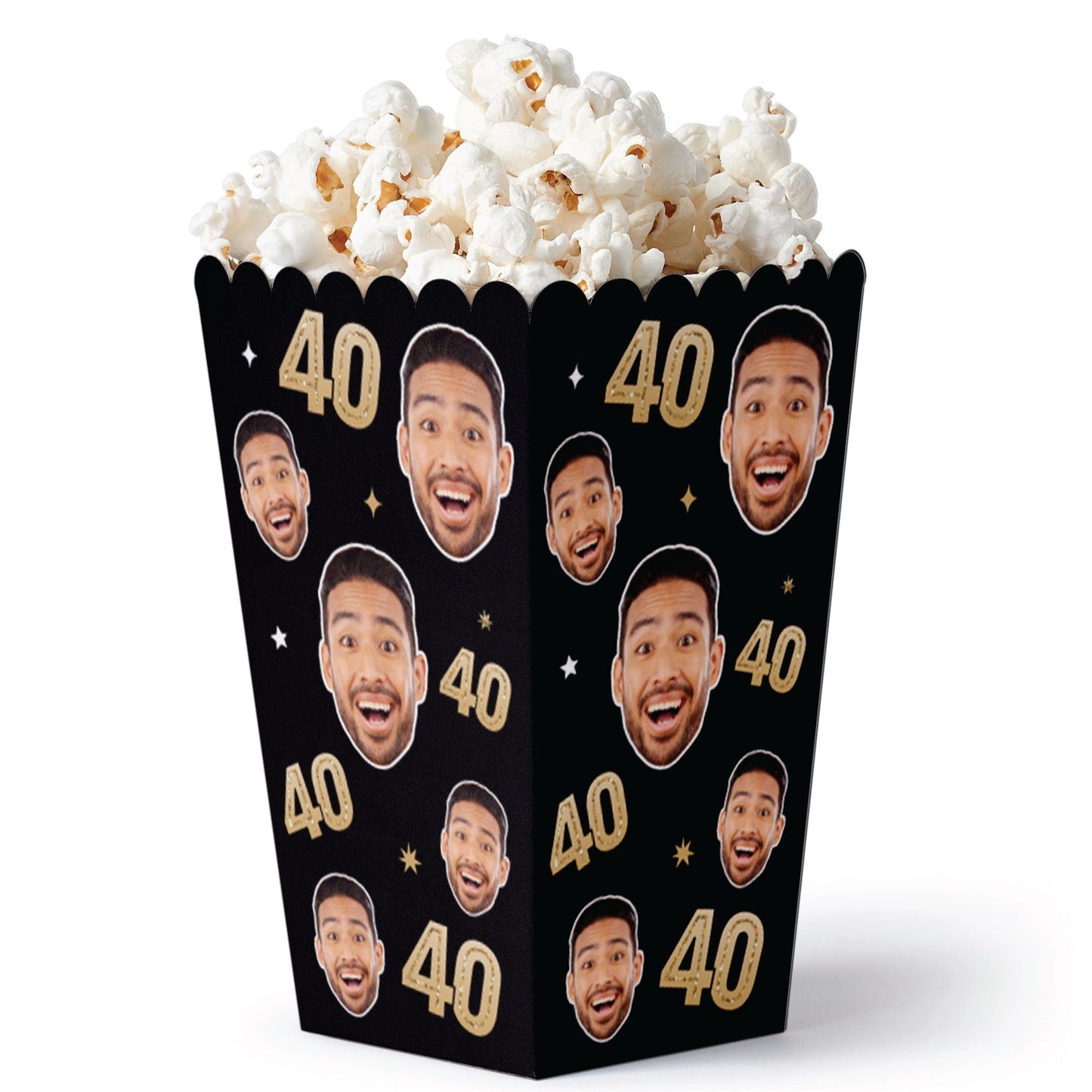 Custom Face 40th Birthday Popcorn Box - 12 Ct