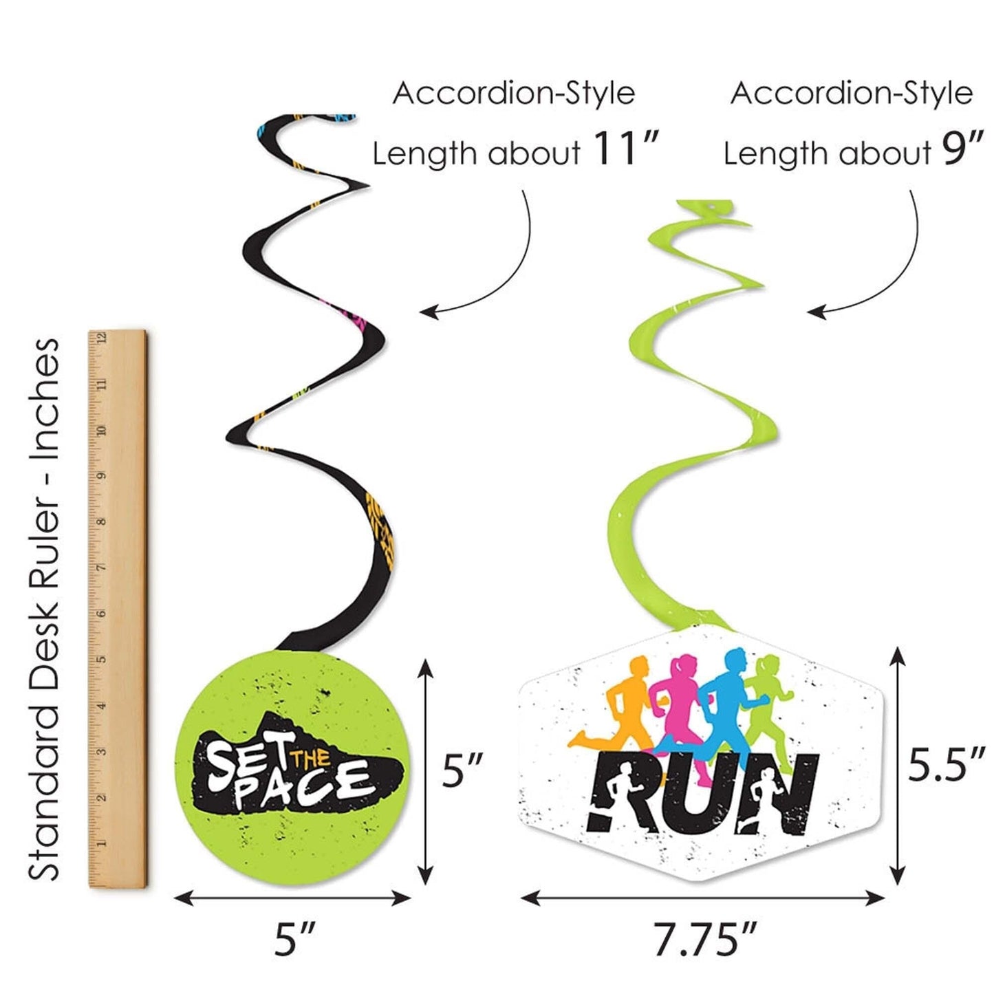 Set The Pace - Running - Track, Cross Country or Marathon Party Hanging Decor - Party Decoration Swirls - Set of 40