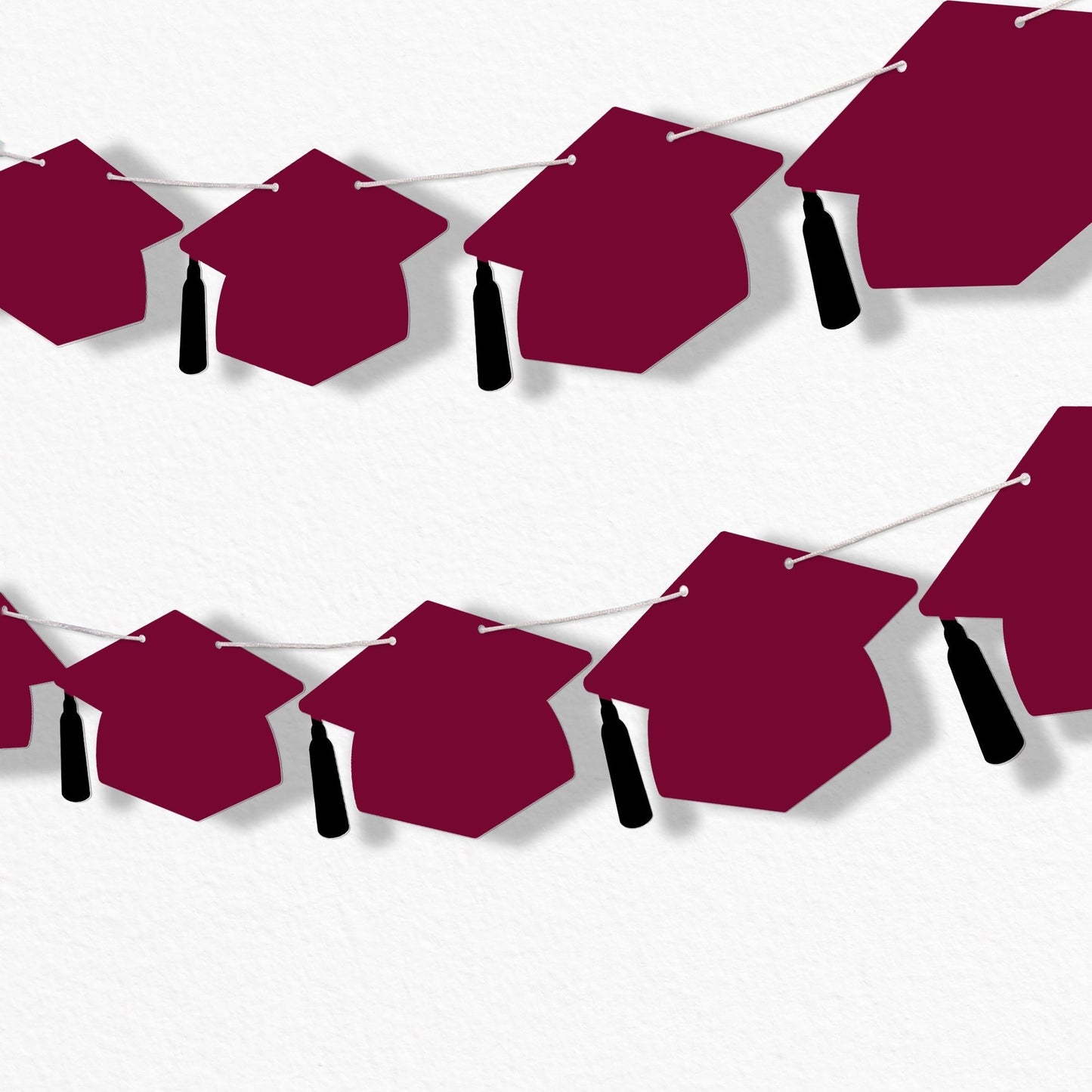 Maroon Grad Cap Garland Banner - 15 Pc