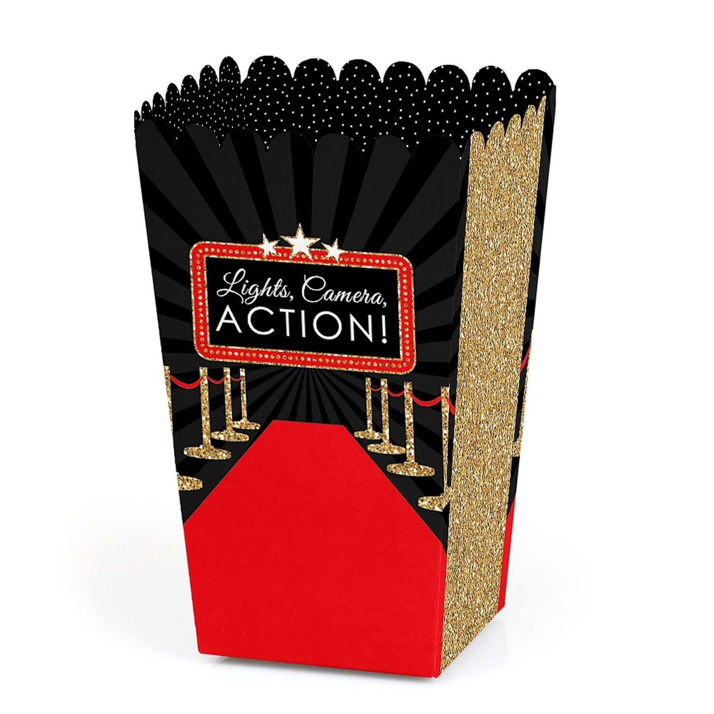 Red Carpet - Movie Night Party Favor Popcorn Treat Boxes - Set of 12