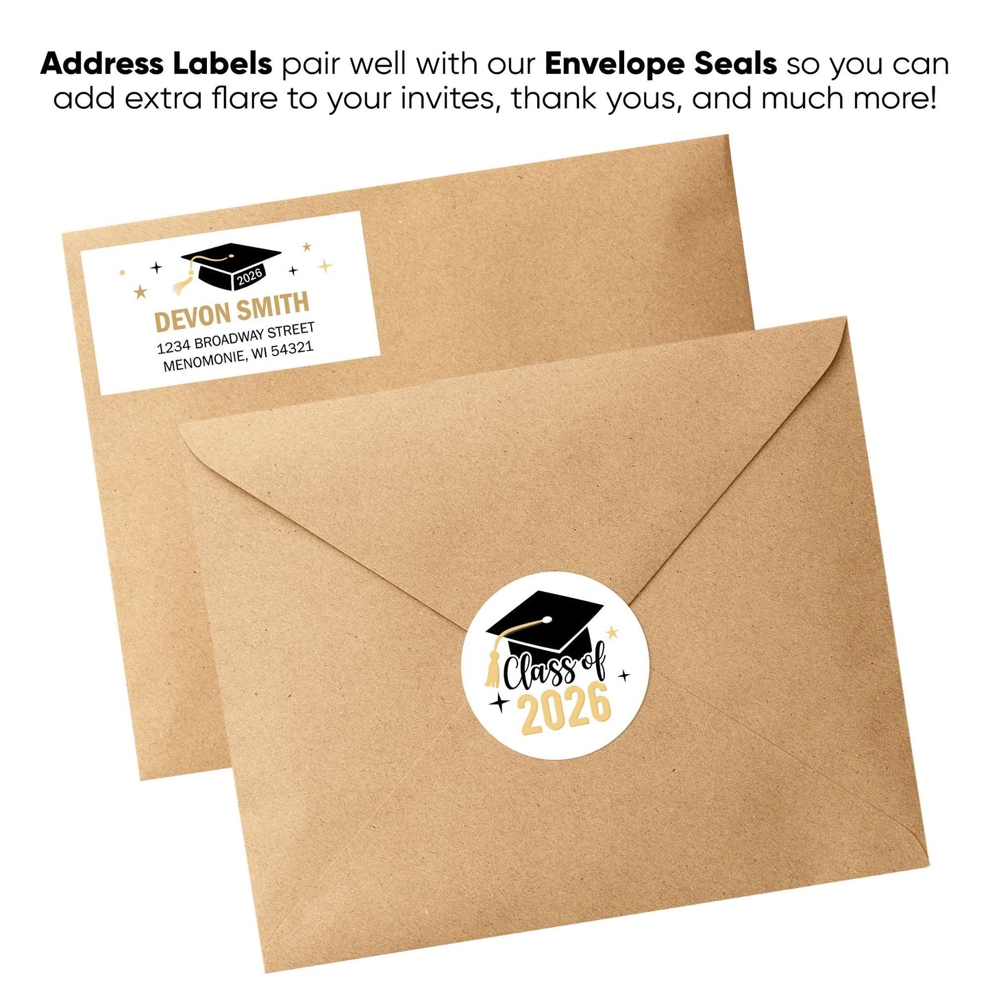 Custom Text Gold Graduation Return Address Labels - 120 Ct (Copy)