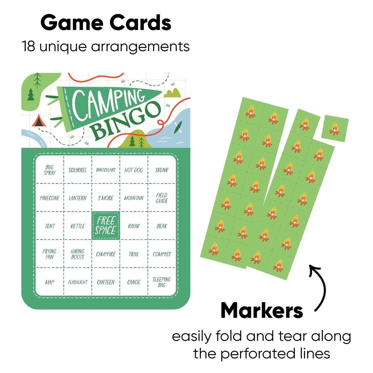 Camping Bingo Game - 18 Ct