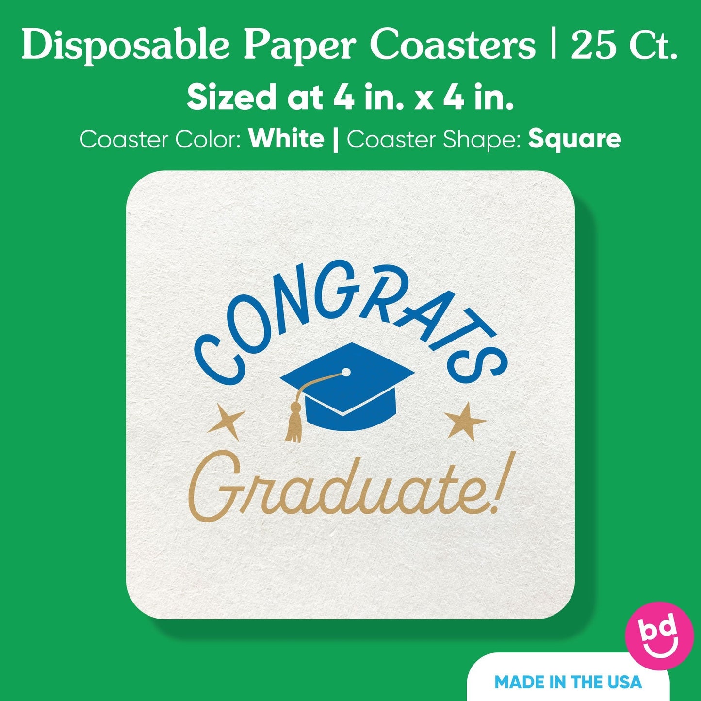 Drink Coasters - Blue Congrats Graduate - 25 Ct