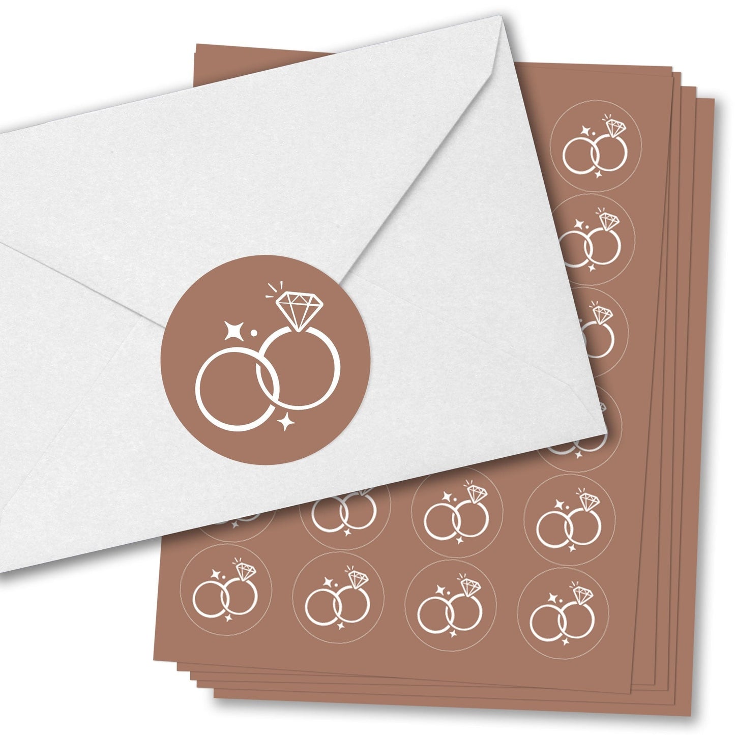 Wedding Rings Envelope Seal Stickers - 120 Ct