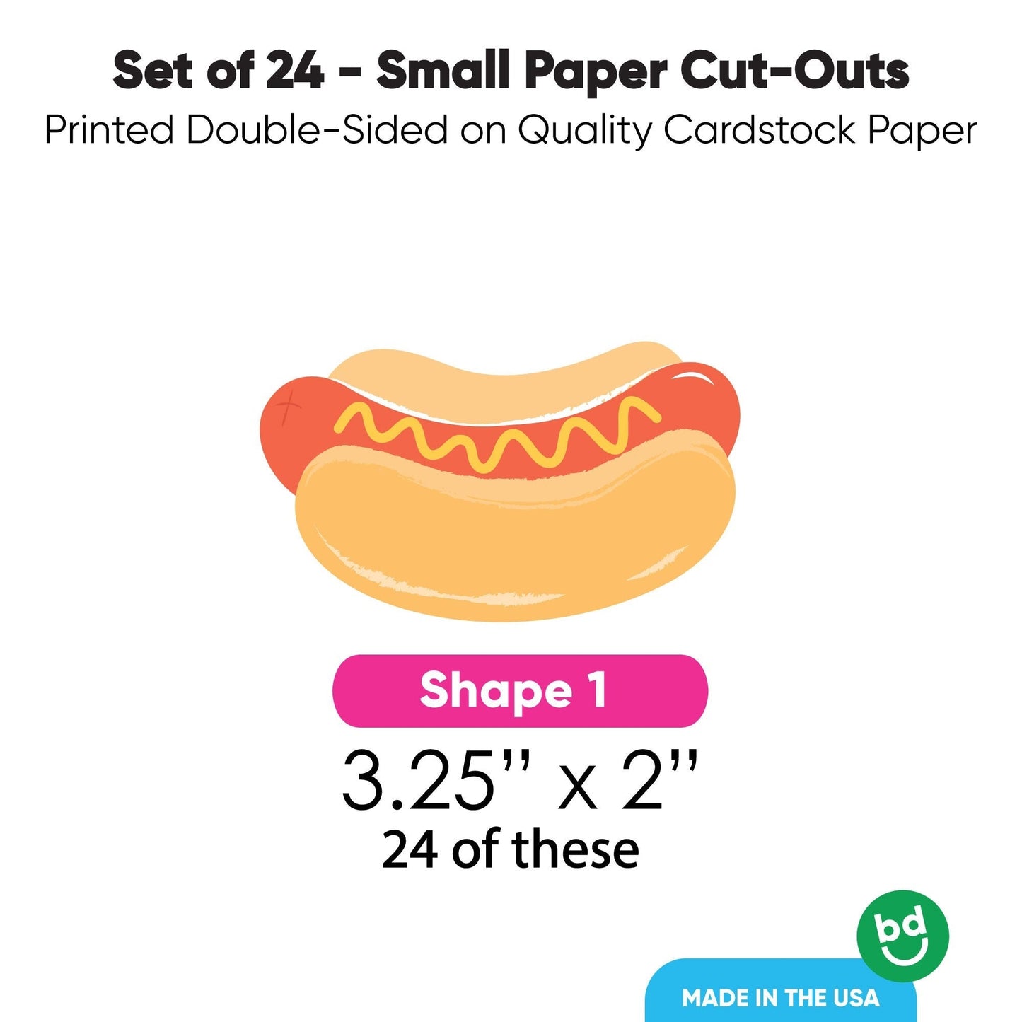 Hot Dog Cut-Outs - 24 Ct
