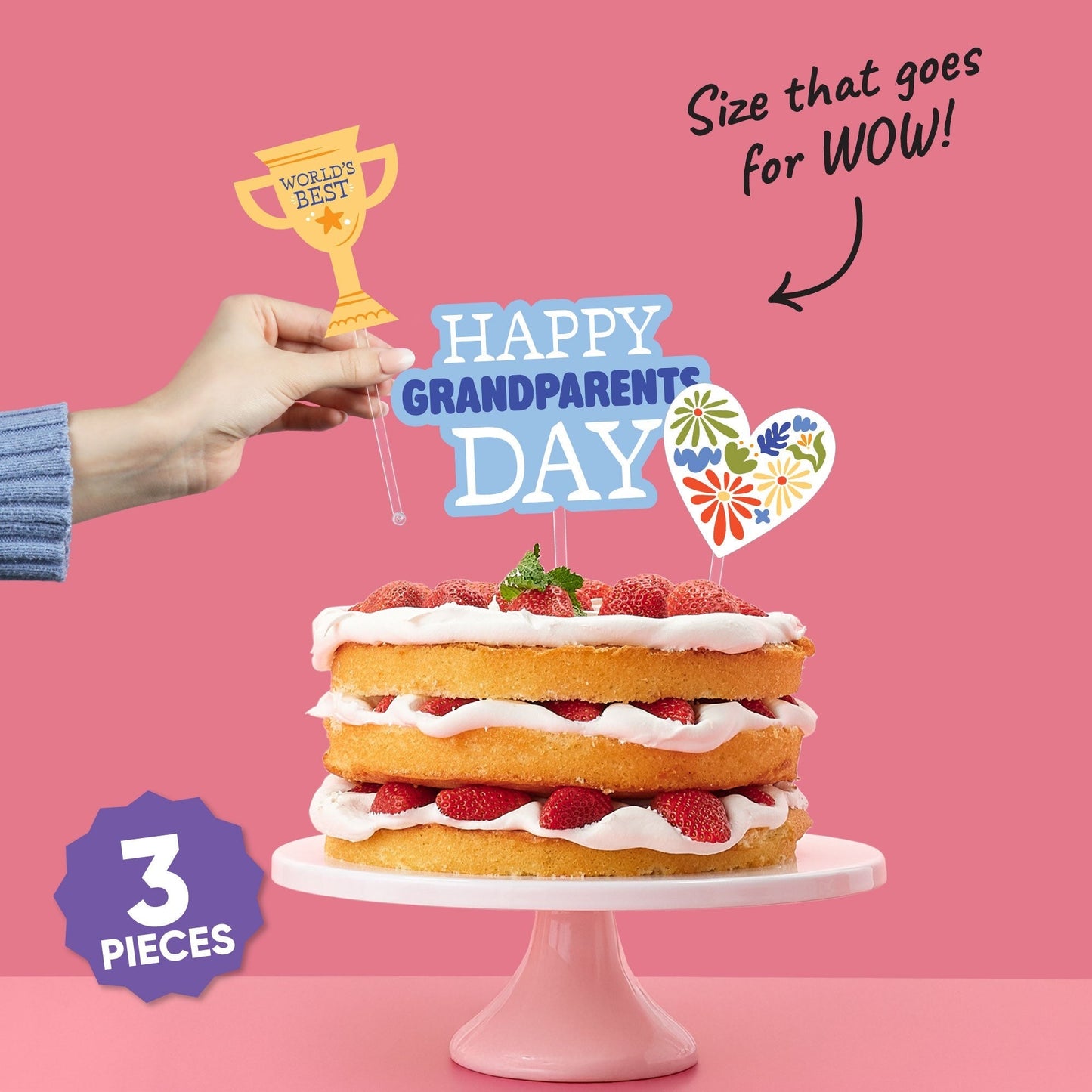 Colorful Grandparents Day Cake Topper - 3 Pc