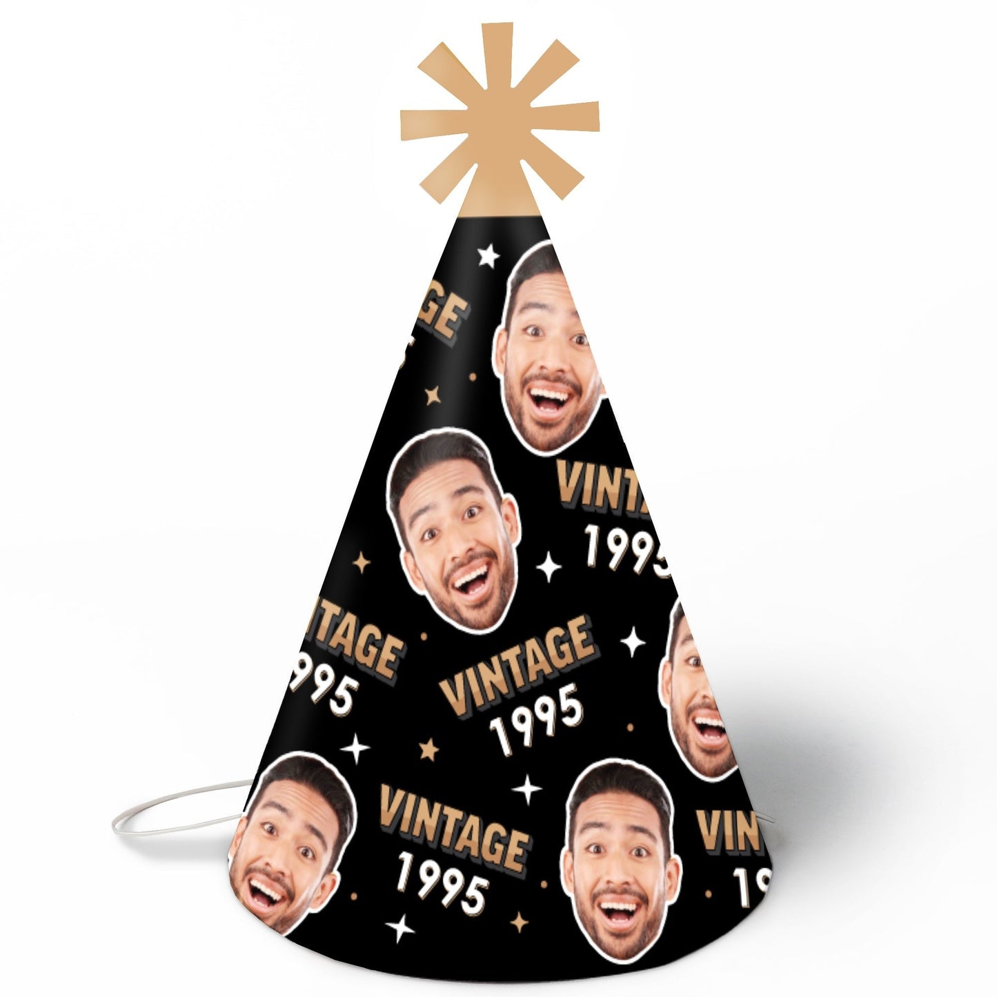 Custom Fun Face Vintage Birthday Cone Hat - 8 Ct